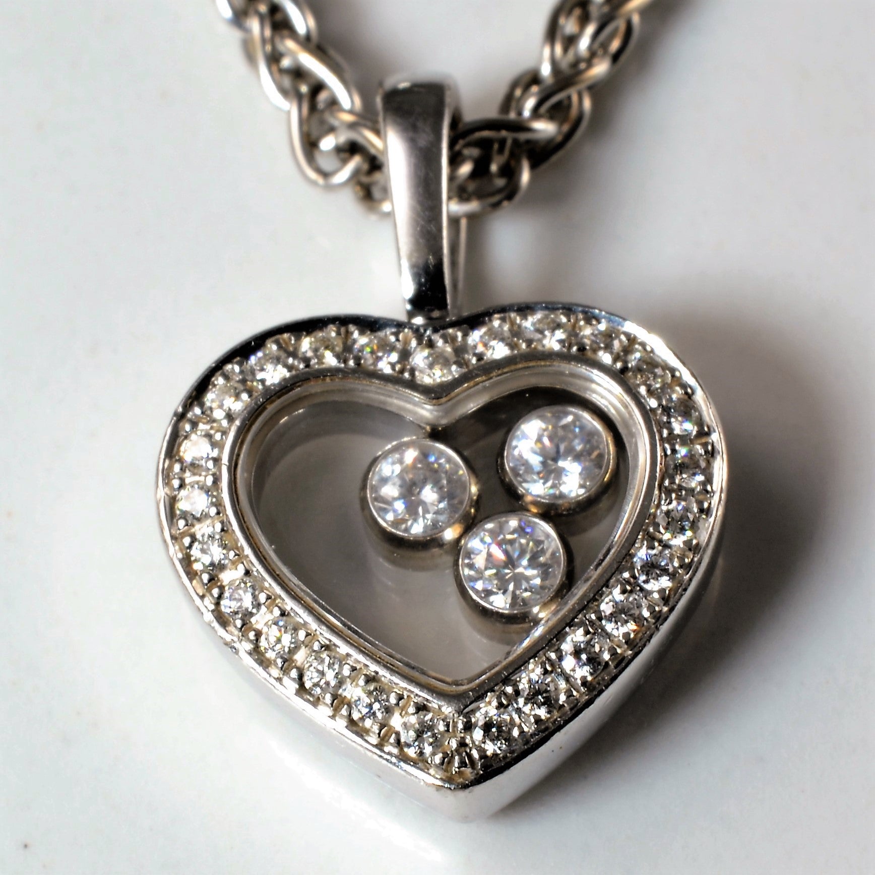 Chopard' Moving Diamonds Heart Pendant Necklace | 0.35ctw | 16"|
