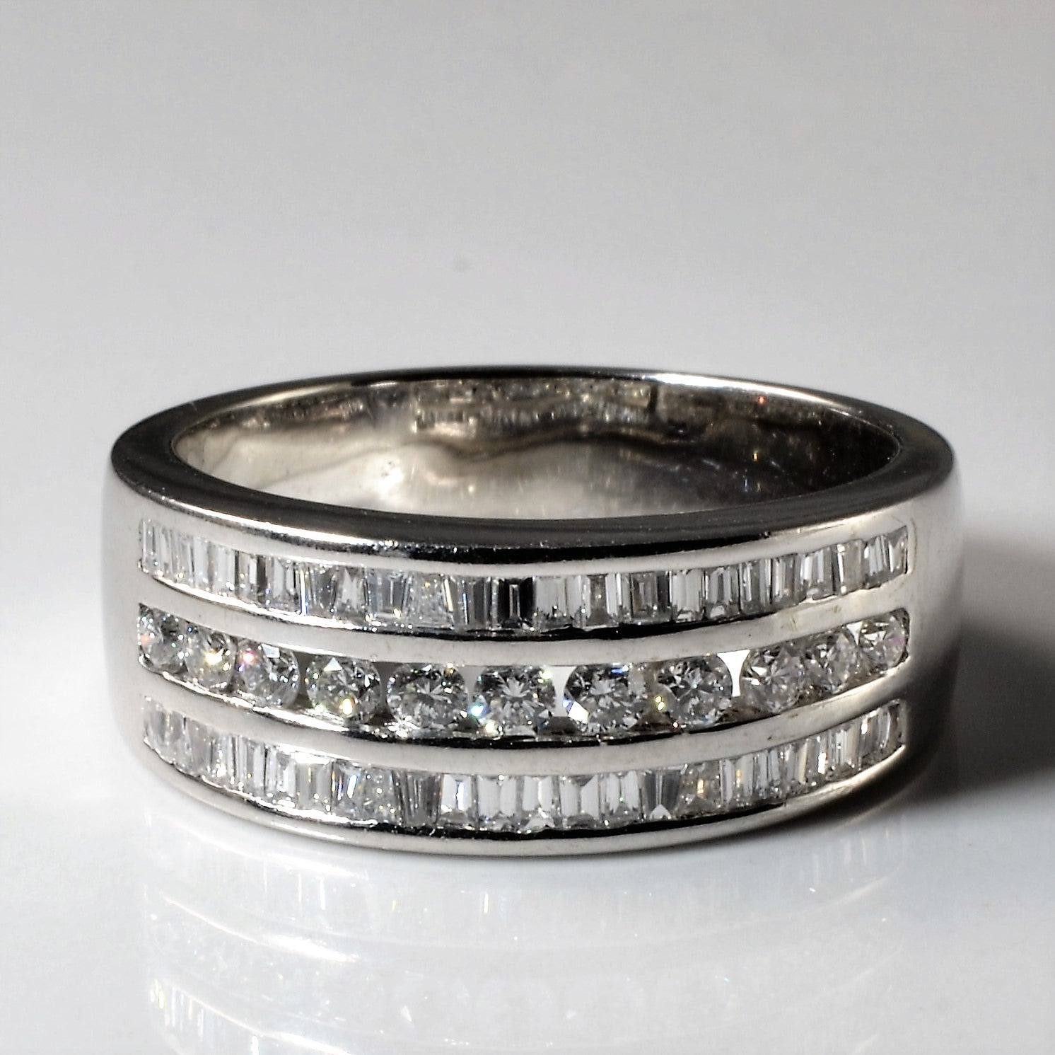 Triple Row Mixed Cut Diamond Channel Band | 0.87ctw | SZ 8 |