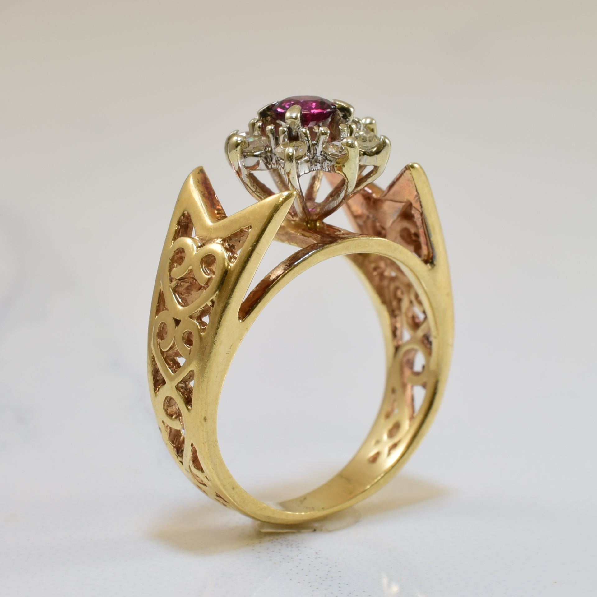 Ruby & Diamond Halo Ring | 0.18ct, 0.12ctw | SZ 3.5 |
