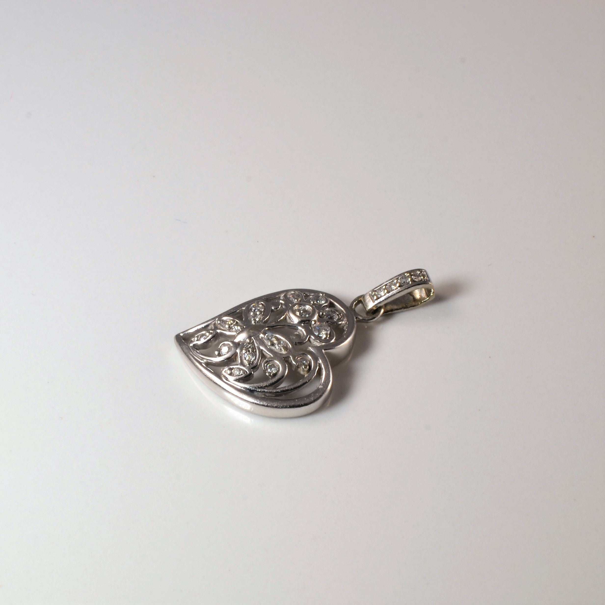 Filigree Butterfly Heart Pendant | 0.15ctw |