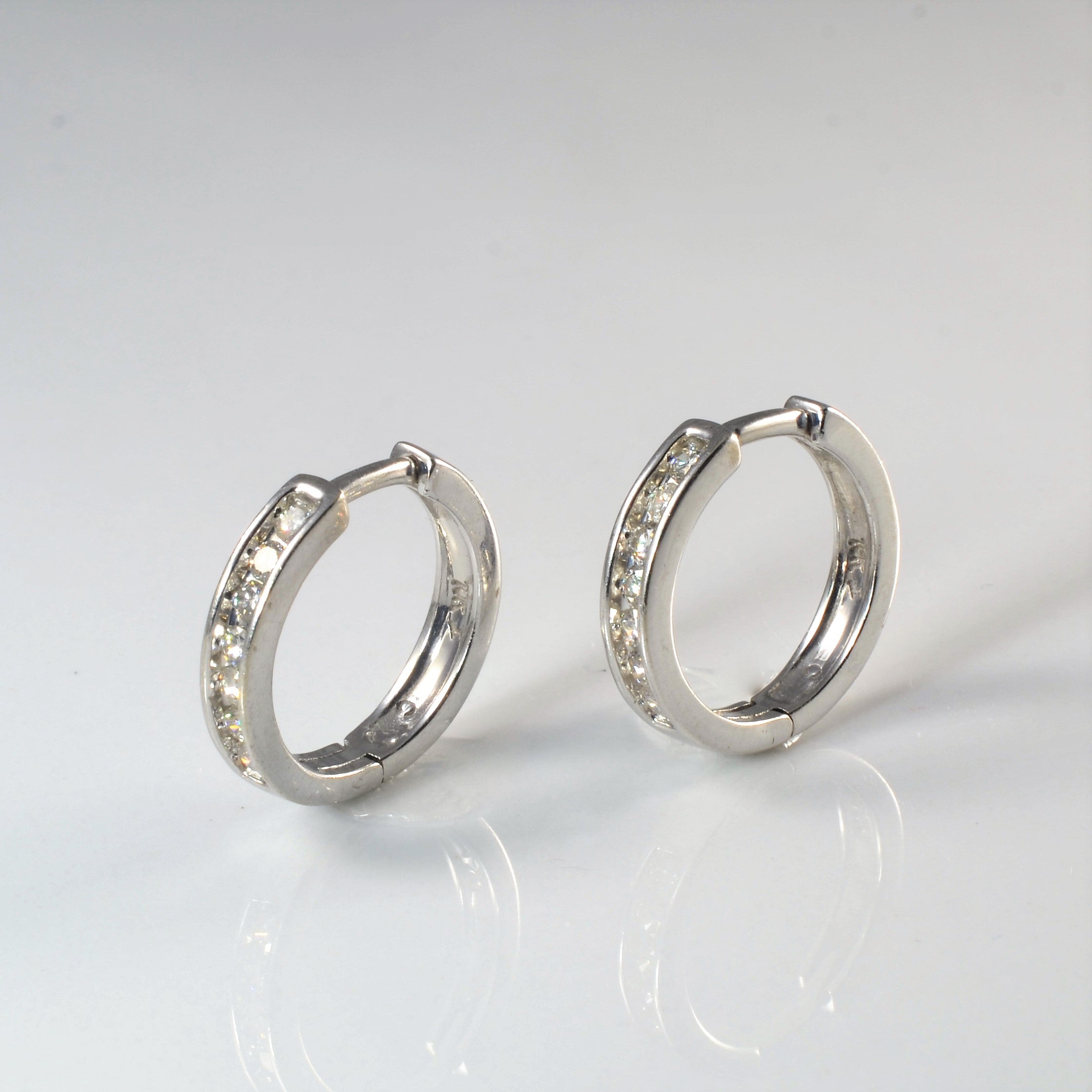 Channel Set Diamond Huggie Earrings | 0.49ctw |
