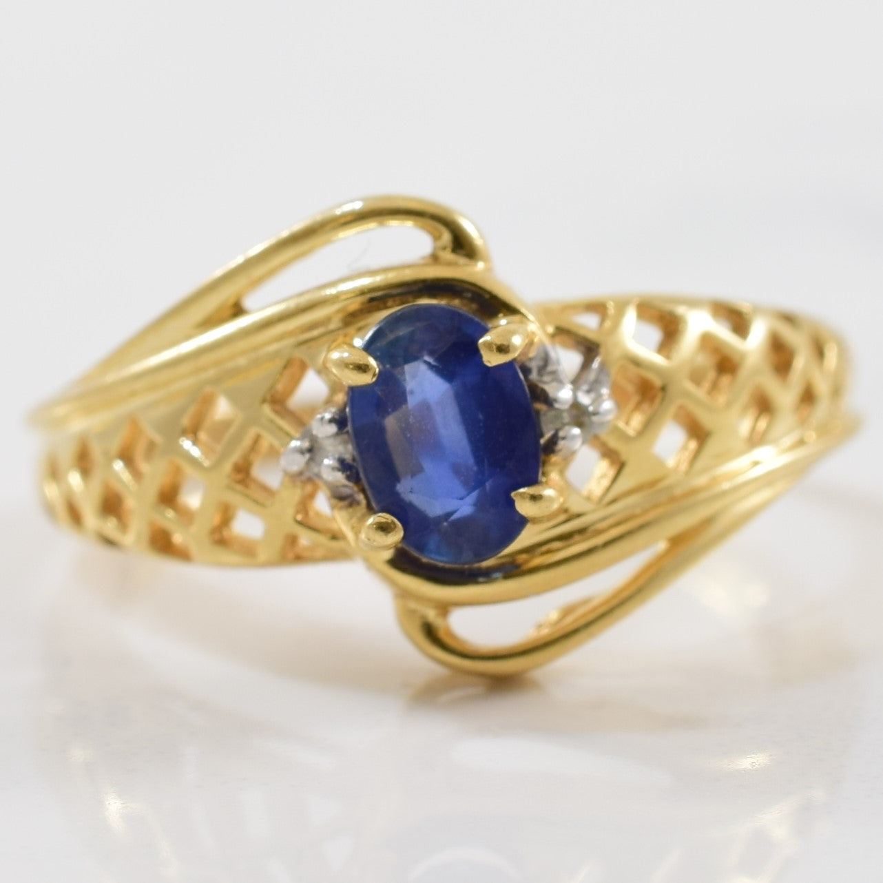 Sapphire Lattice Bypass Ring | 0.02ctw, 0.70ct | SZ 6.25 |