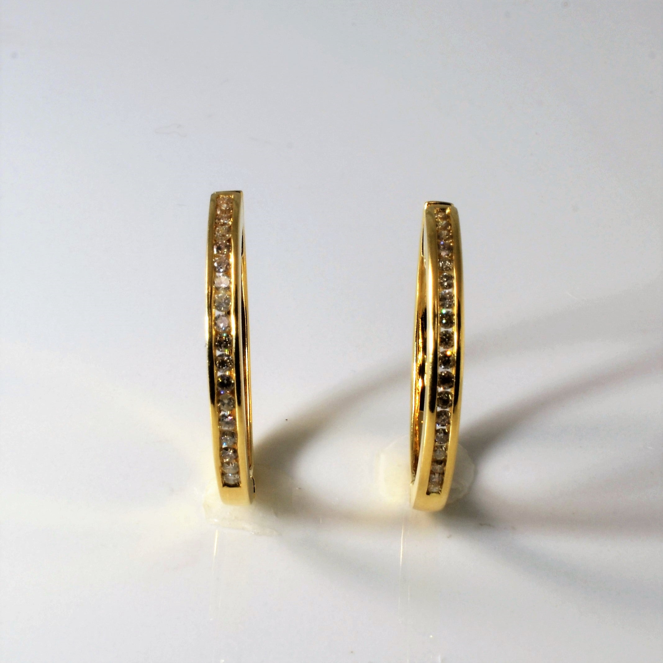 Channel Set Diamond Hoop Earrings | 0.72ctw |
