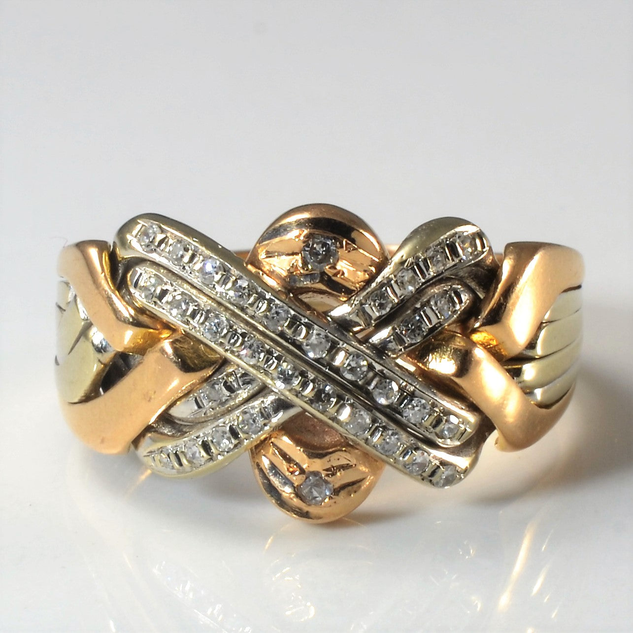 Two Tone Diamond Puzzle Ring | 0.17ctw | SZ 12.25 |