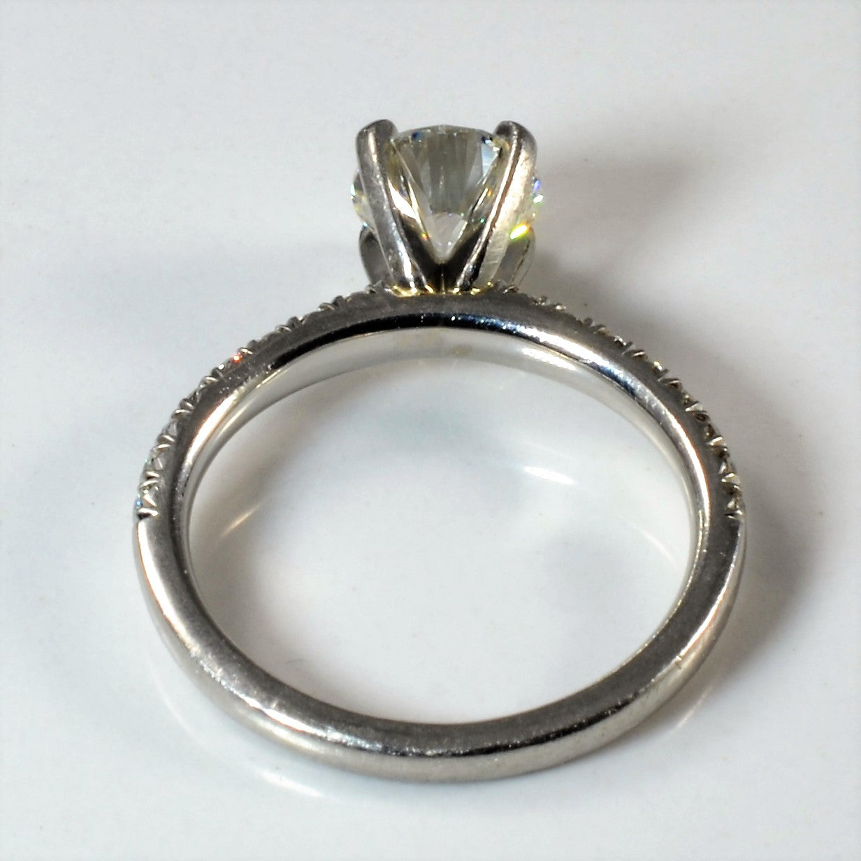 Pave Band Round Brilliant Engagement Ring | 1.35ctw | SZ 6 |