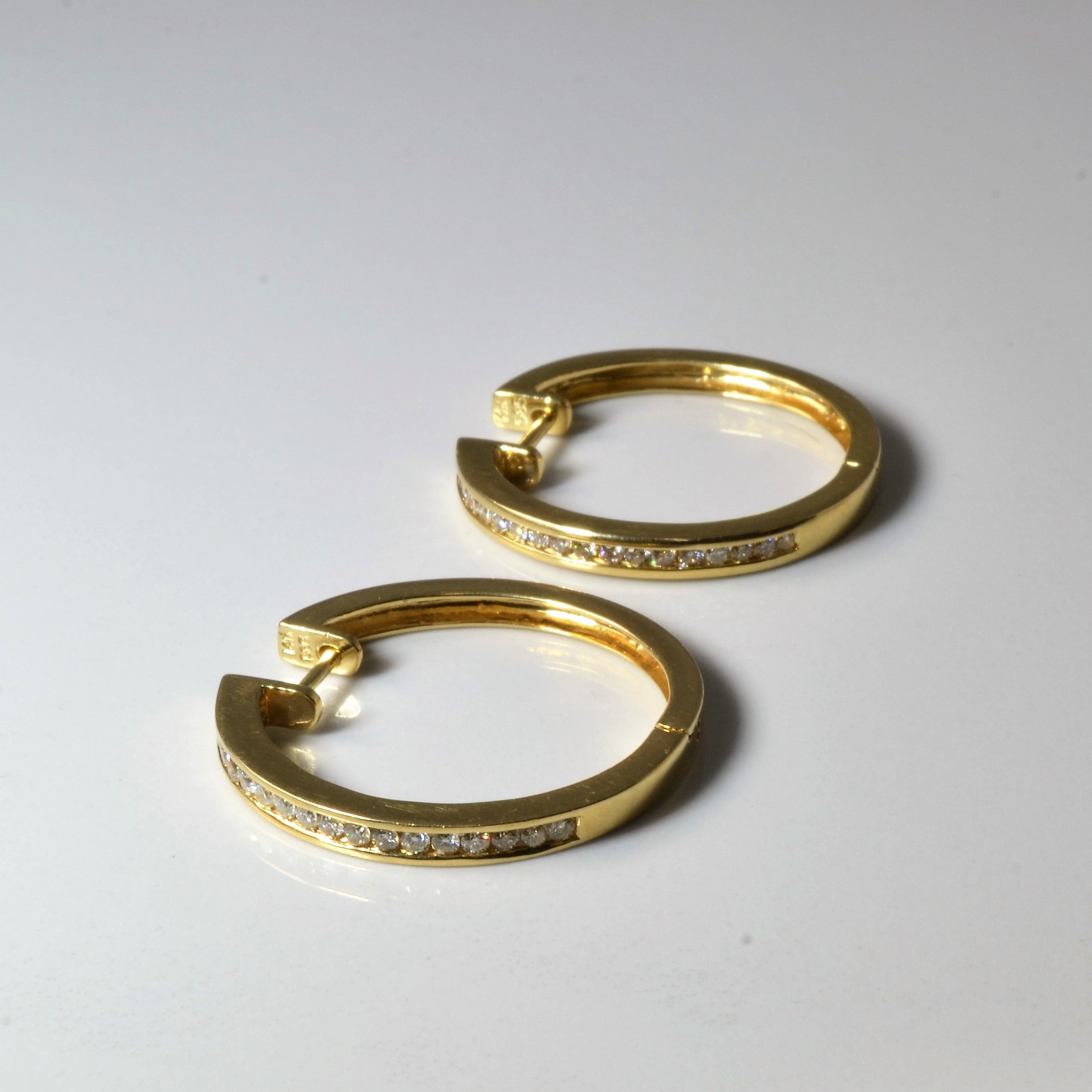 Channel Set Diamond Hoop Earrings | 0.72ctw |