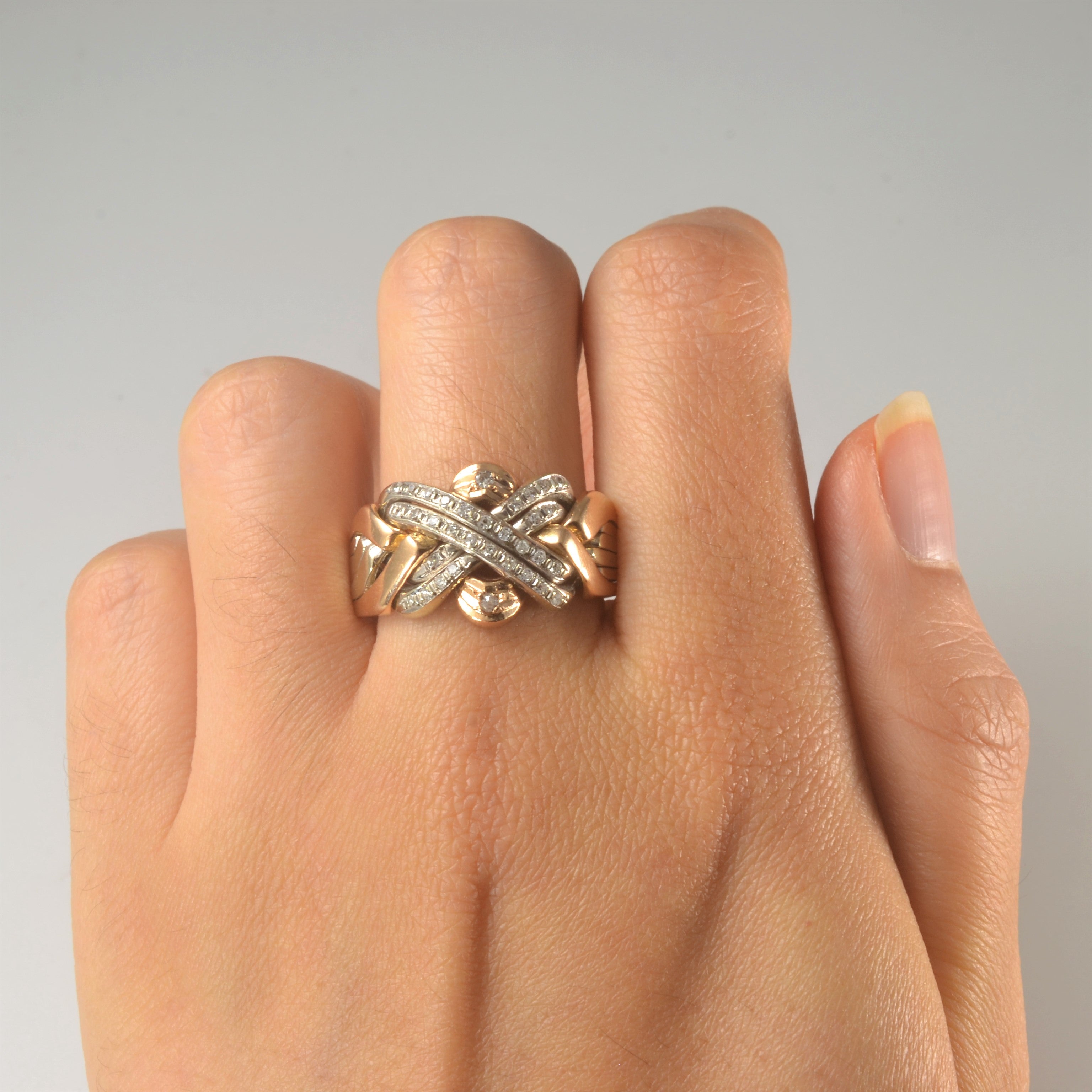 Two Tone Diamond Puzzle Ring | 0.17ctw | SZ 12.25 |