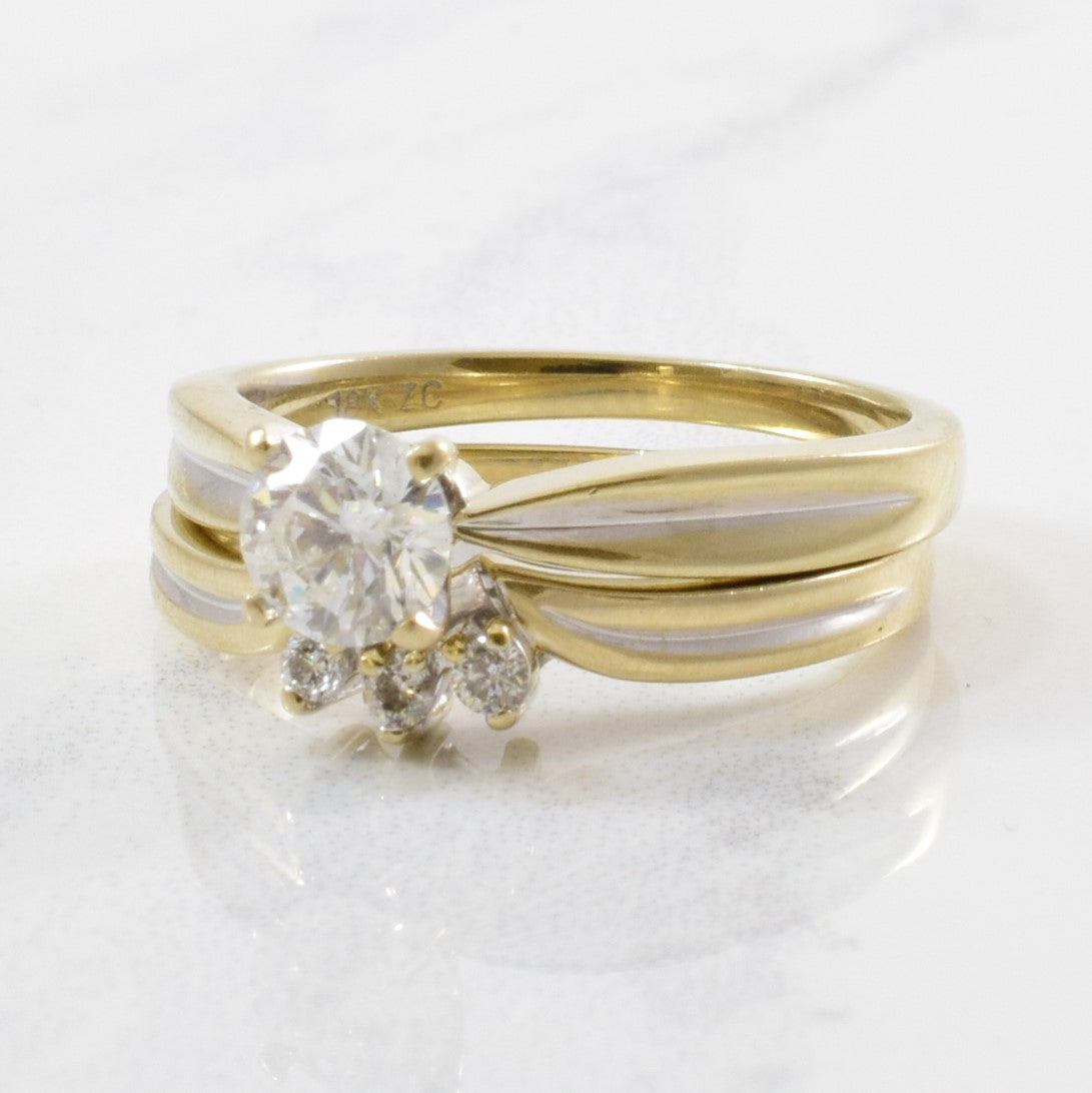 Diamond Solitaire & Contour Band Wedding Set | 0.58 ctw | SZ 5.25 |