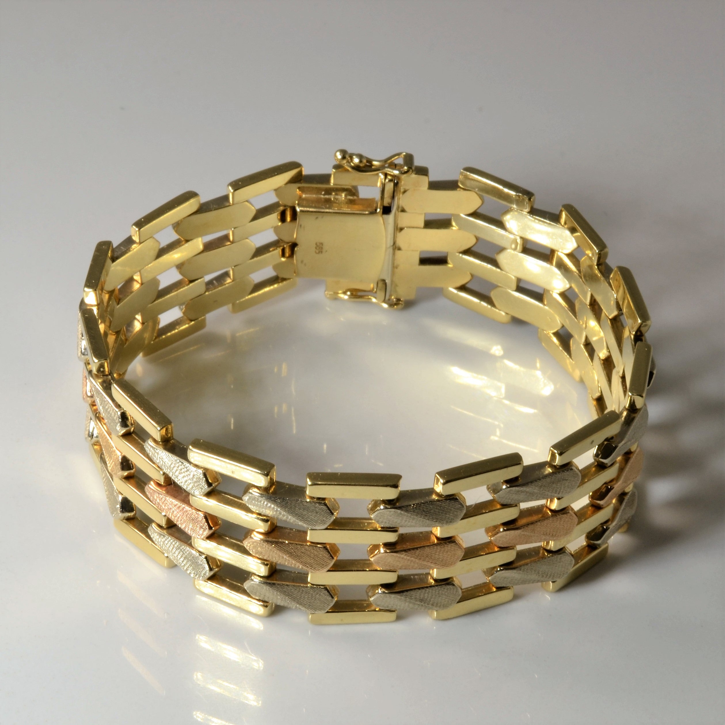 14k Tri Tone Watch Strap Chain Bracelet | 7" |