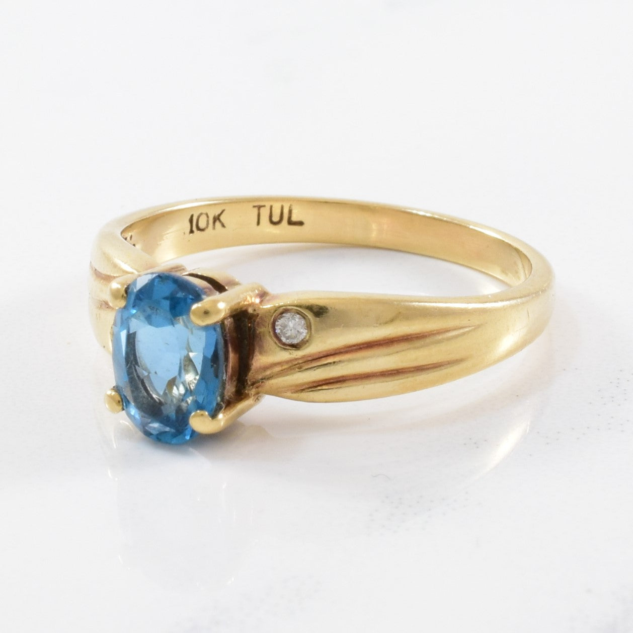 Blue Topaz & Diamond Twist Ring | 0.02ctw, 0.80ct | SZ 7 |