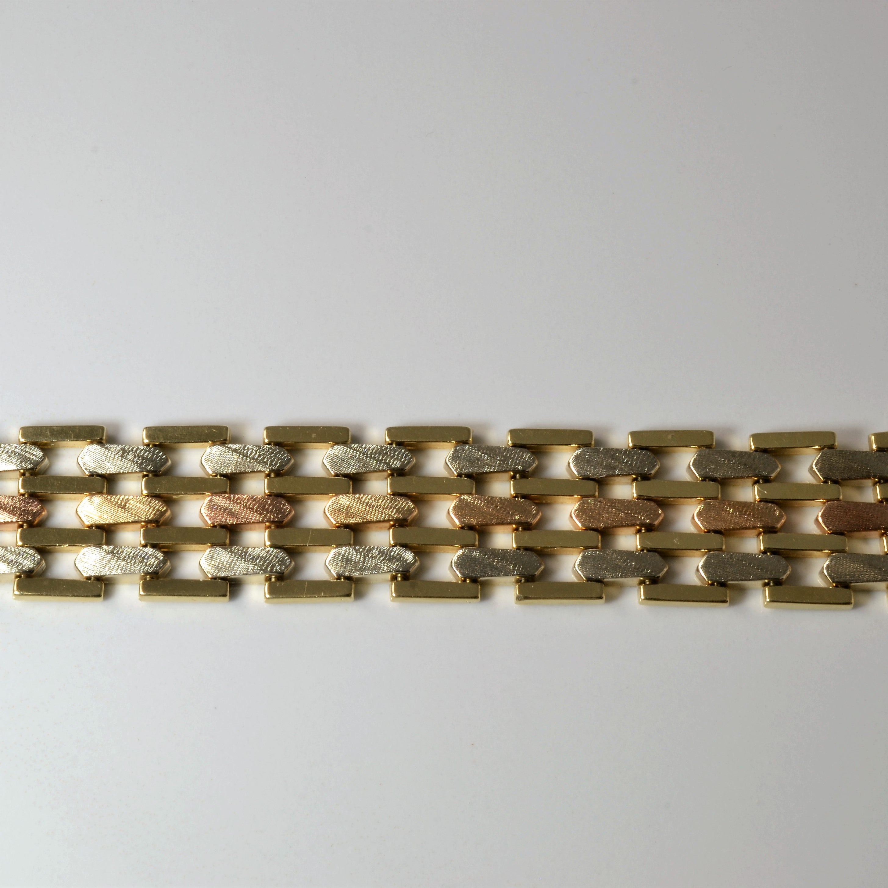 14k Tri Tone Watch Strap Chain Bracelet | 7" |
