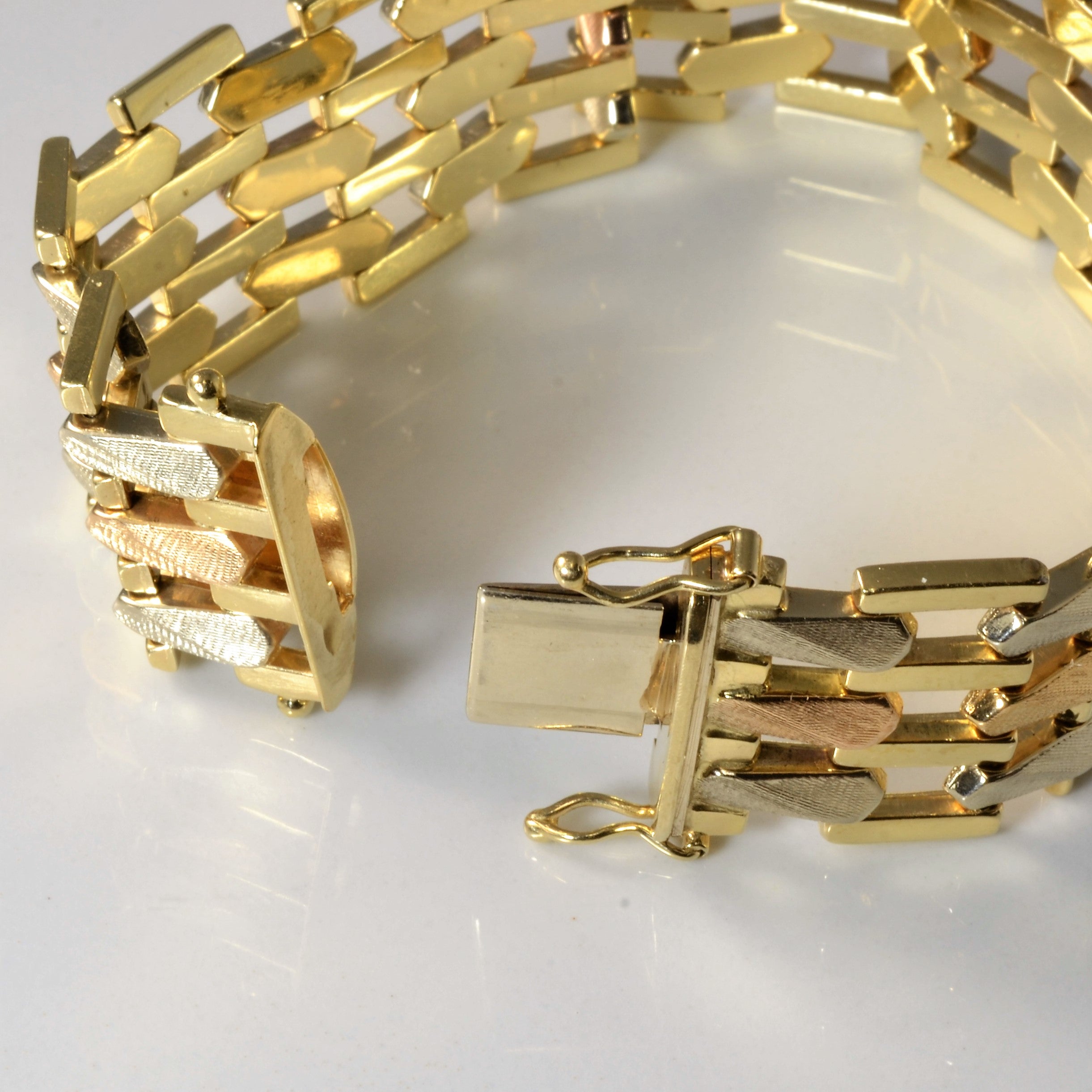 14k Tri Tone Watch Strap Chain Bracelet | 7" |