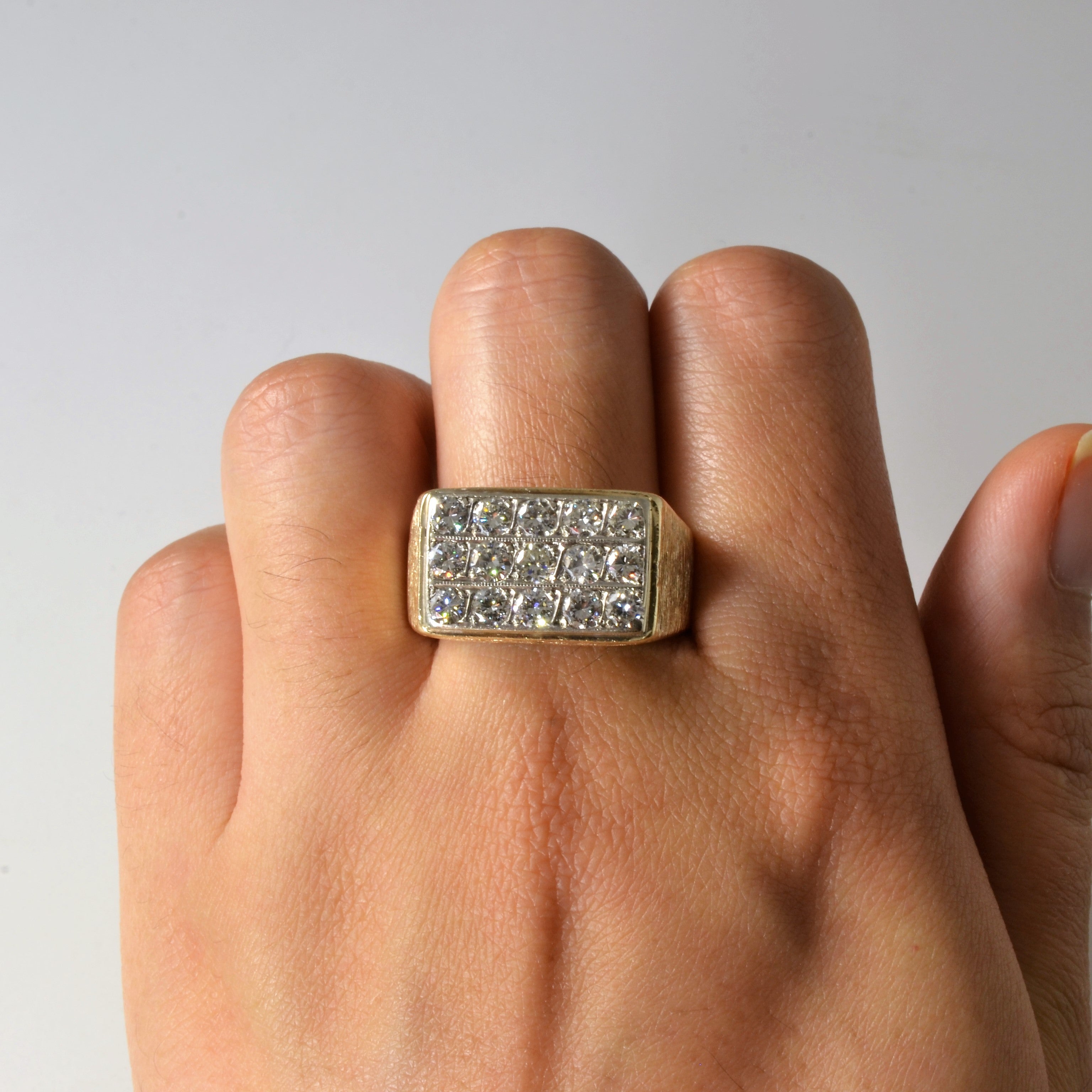 Textured Grid Set Diamond Ring | 1.95ctw | SZ 11.25 |