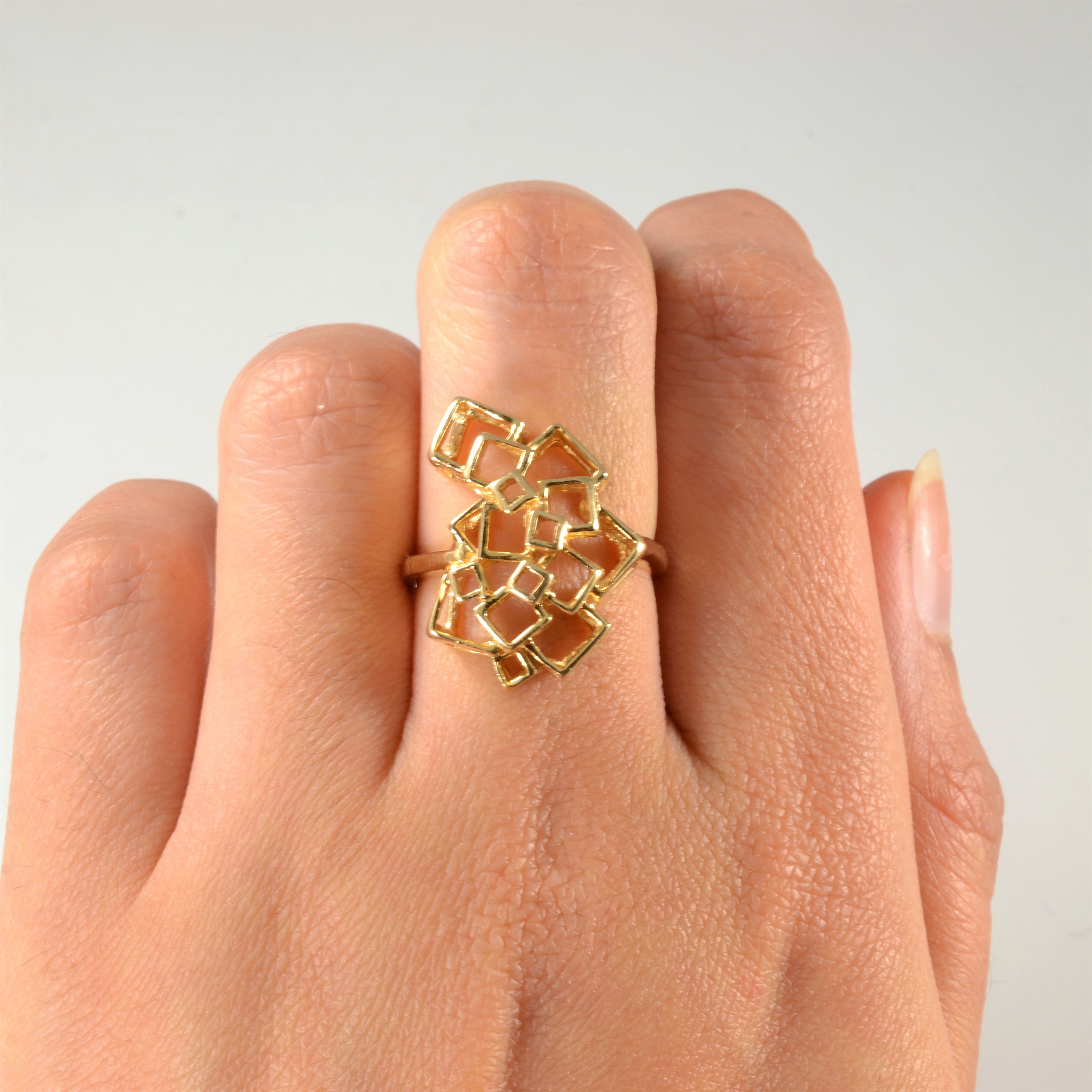 Geometric Gold Cocktail Ring | SZ 5.75 |