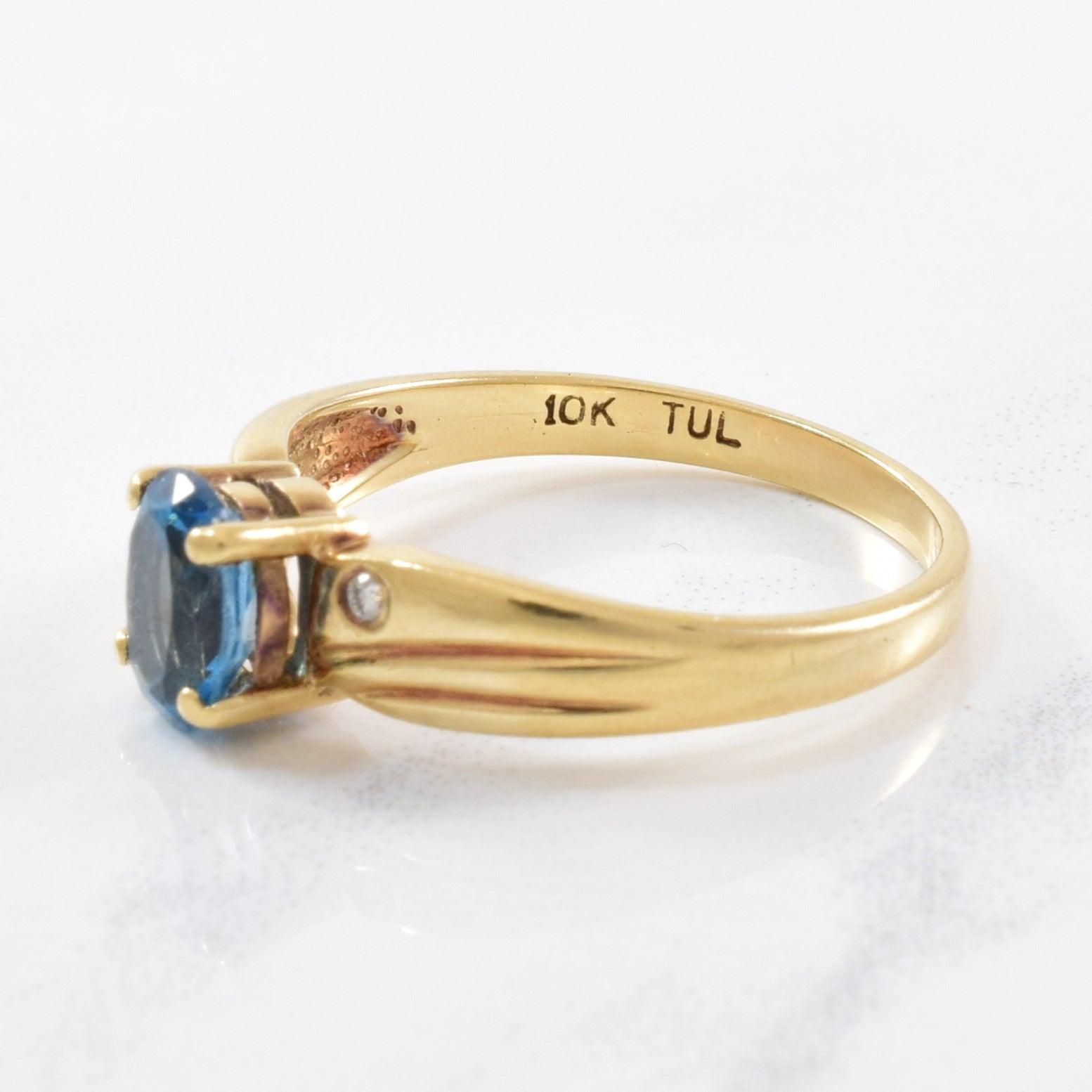 Blue Topaz & Diamond Twist Ring | 0.02ctw, 0.80ct | SZ 7 |