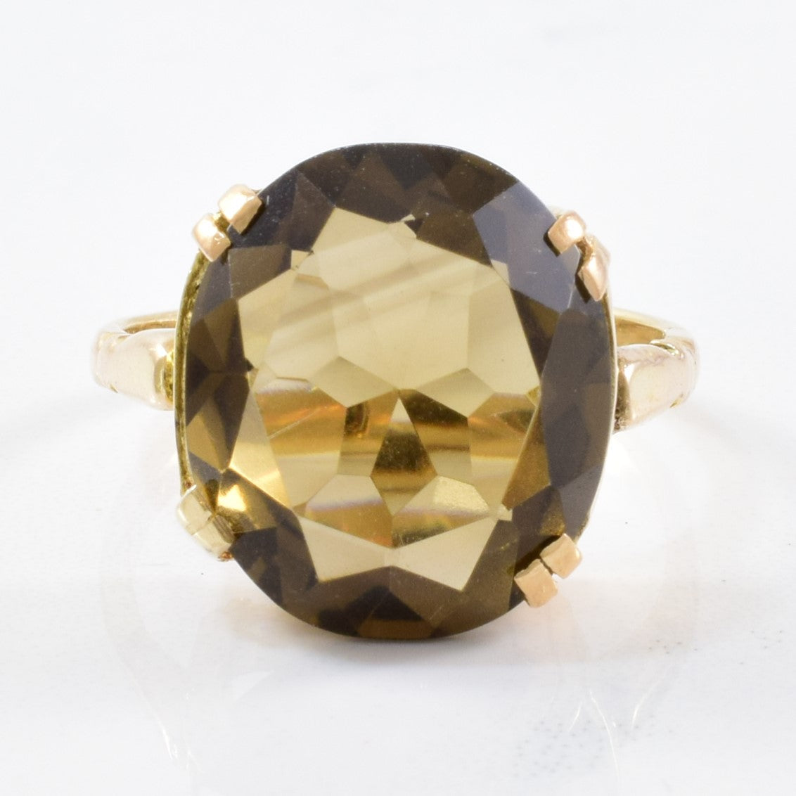 Bague solitaire en quartz fumé des années 1970 | 5,85 ct | Taille 5,25 |