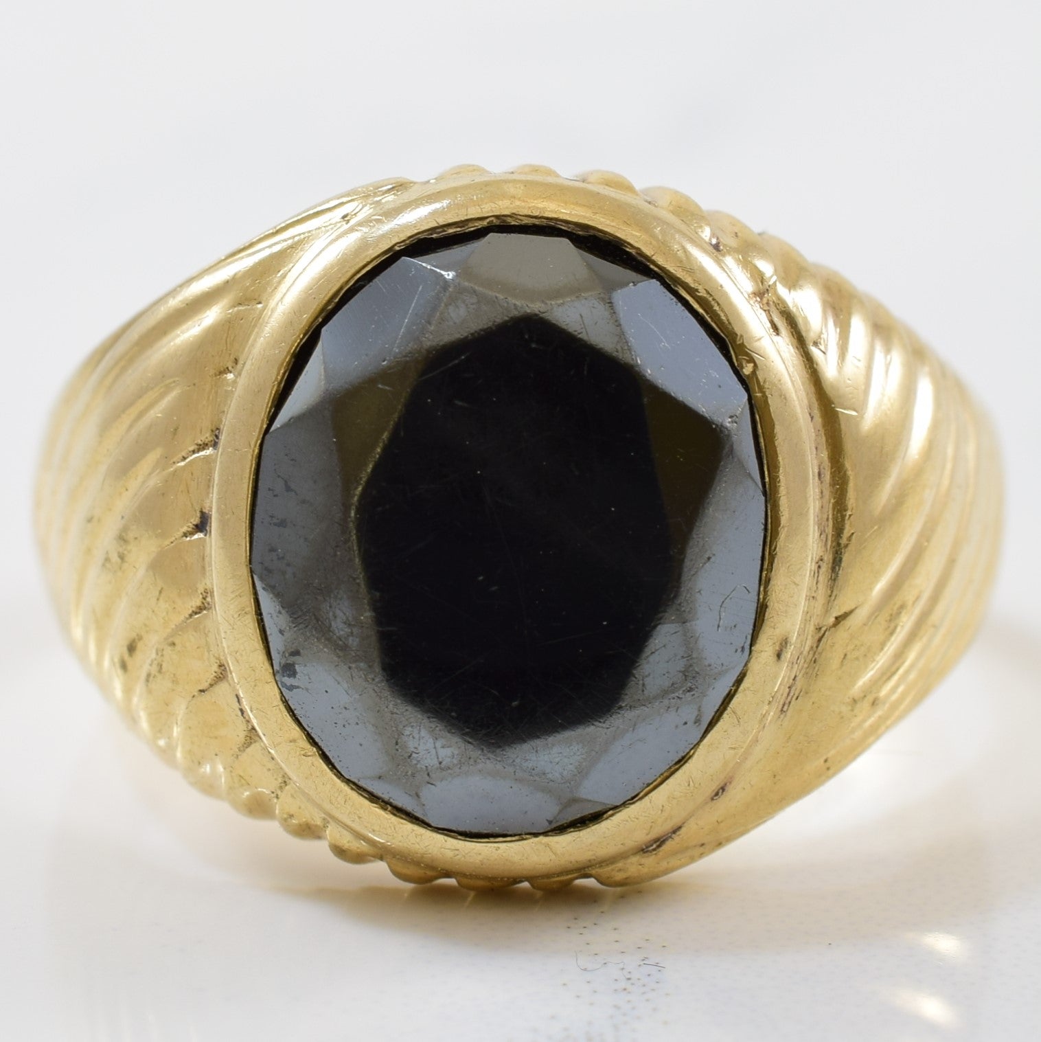 Faceted Oval Hematite Ring | 4.85ct | SZ 9 |