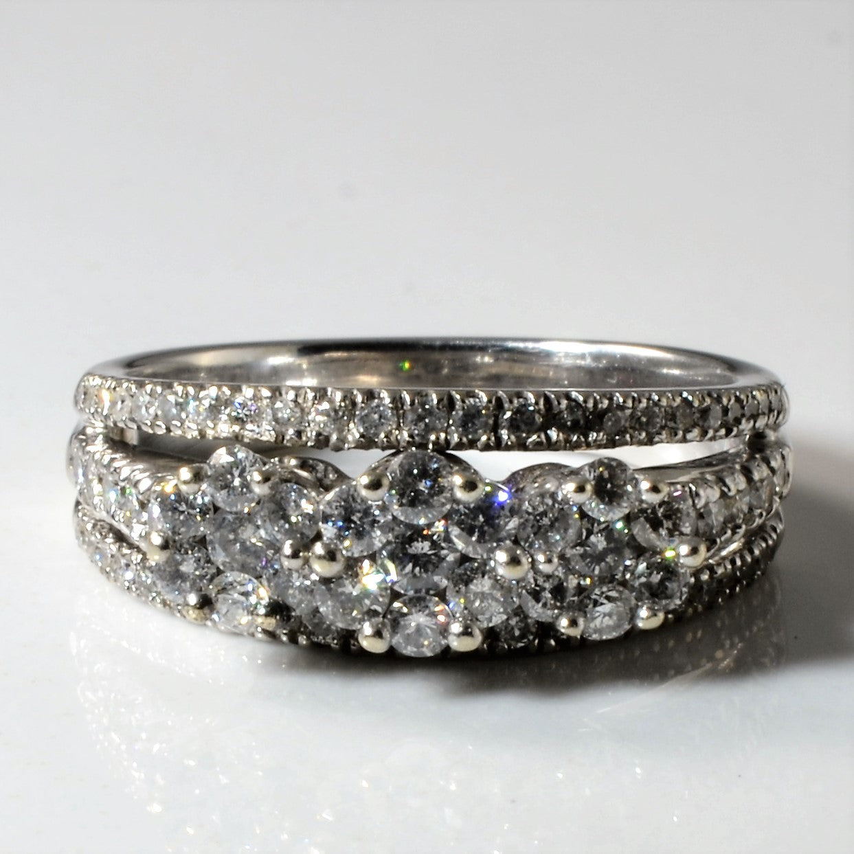Split Shank Three Stone Style Cluster Ring | 0.81ctw | SZ 6.5 |