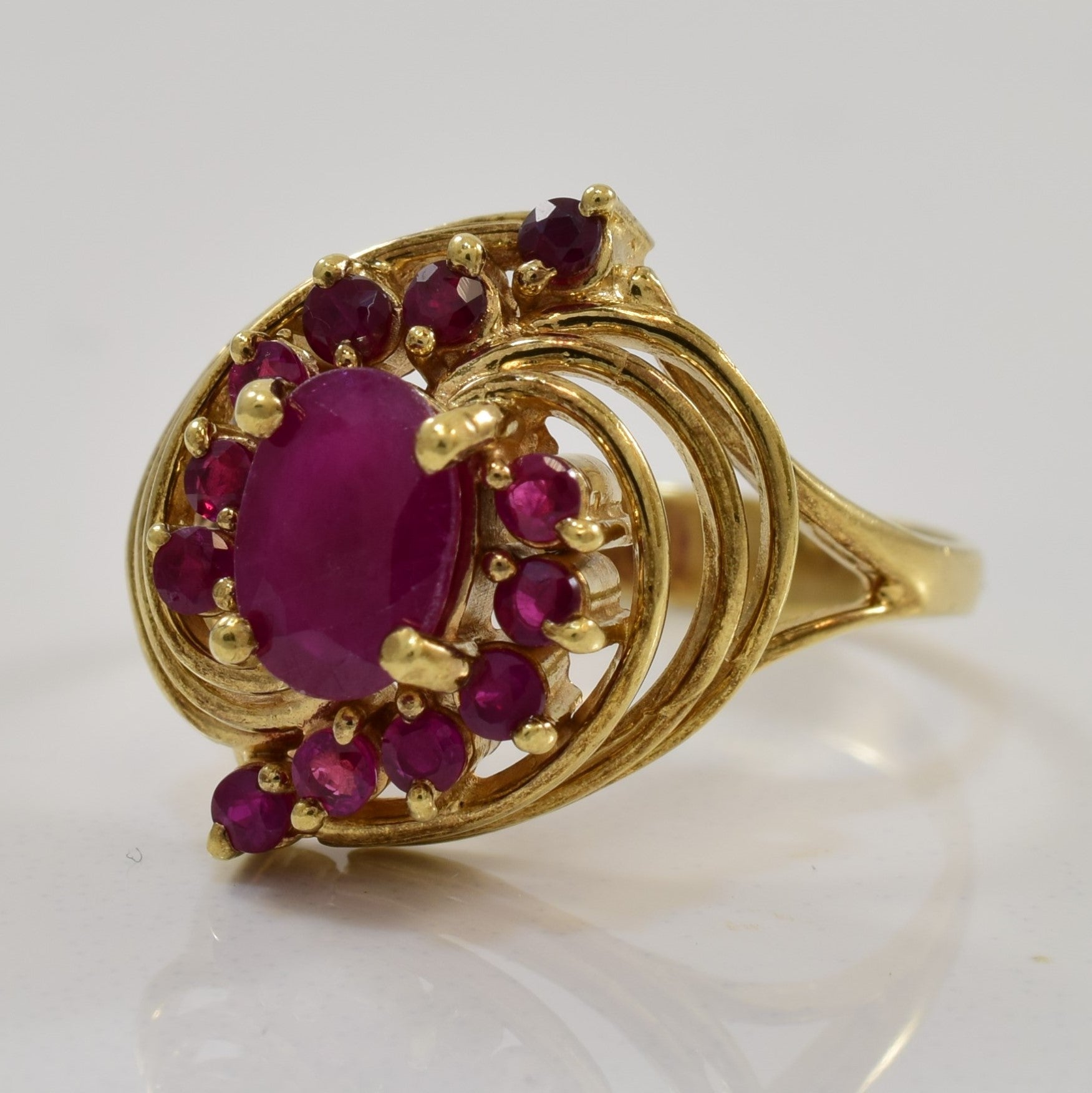 Ruby Bypass Swirl Cocktail Ring | 1.30ctw | SZ 5.25 |