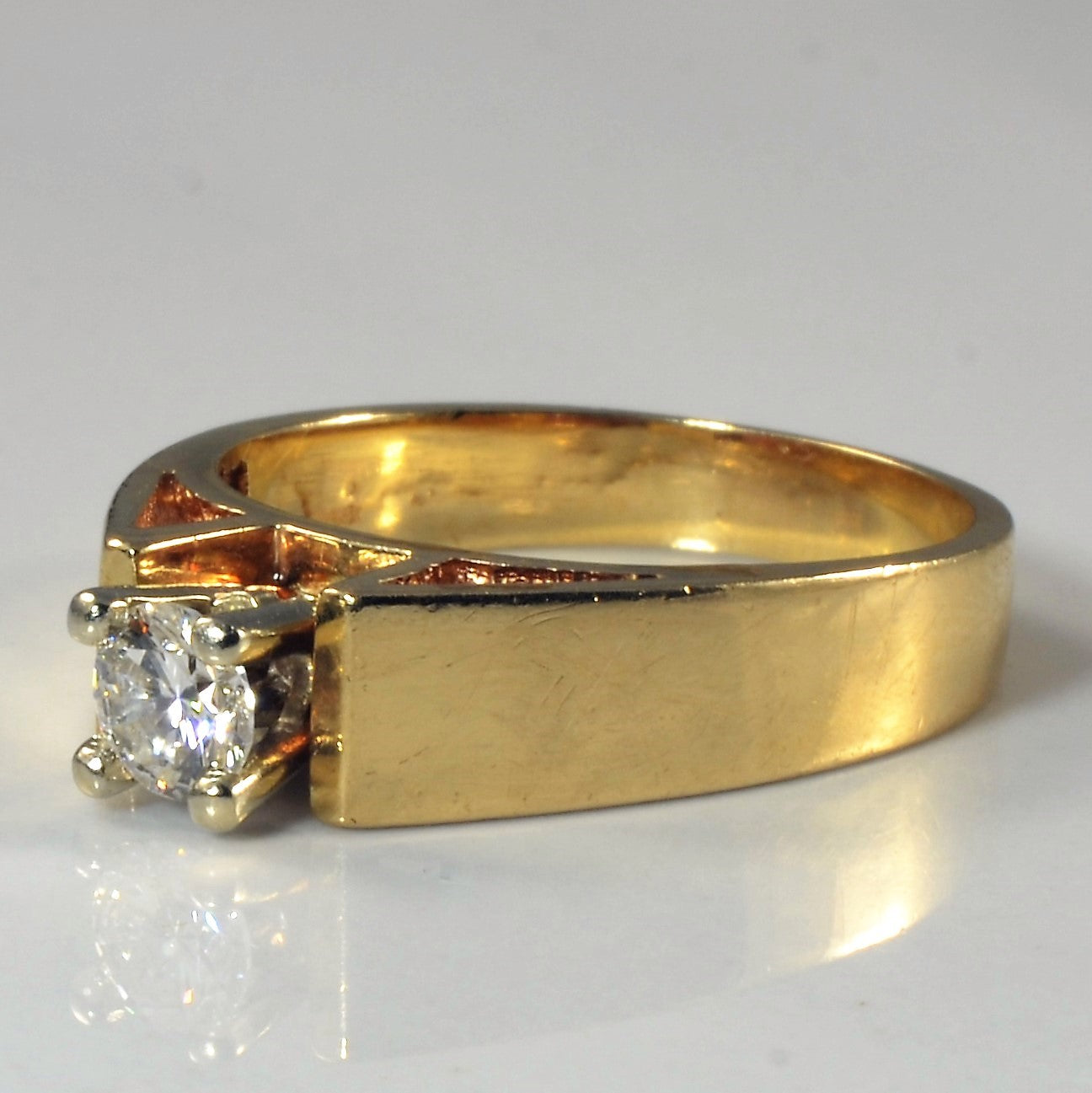 Wide Band Solitaire Diamond Ring | 0.38ct | SZ 8 |