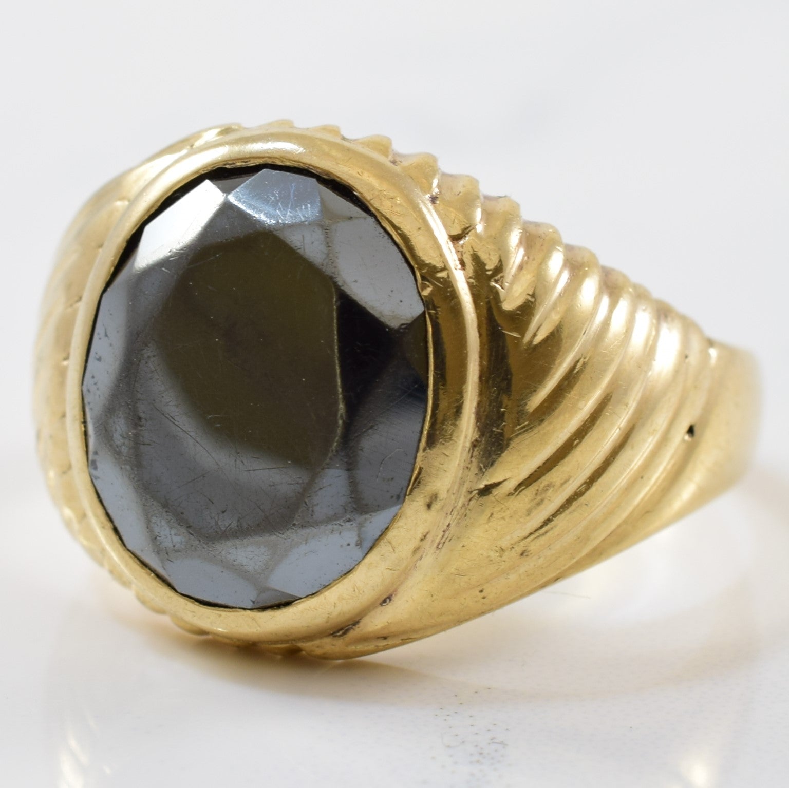 Faceted Oval Hematite Ring | 4.85ct | SZ 9 |