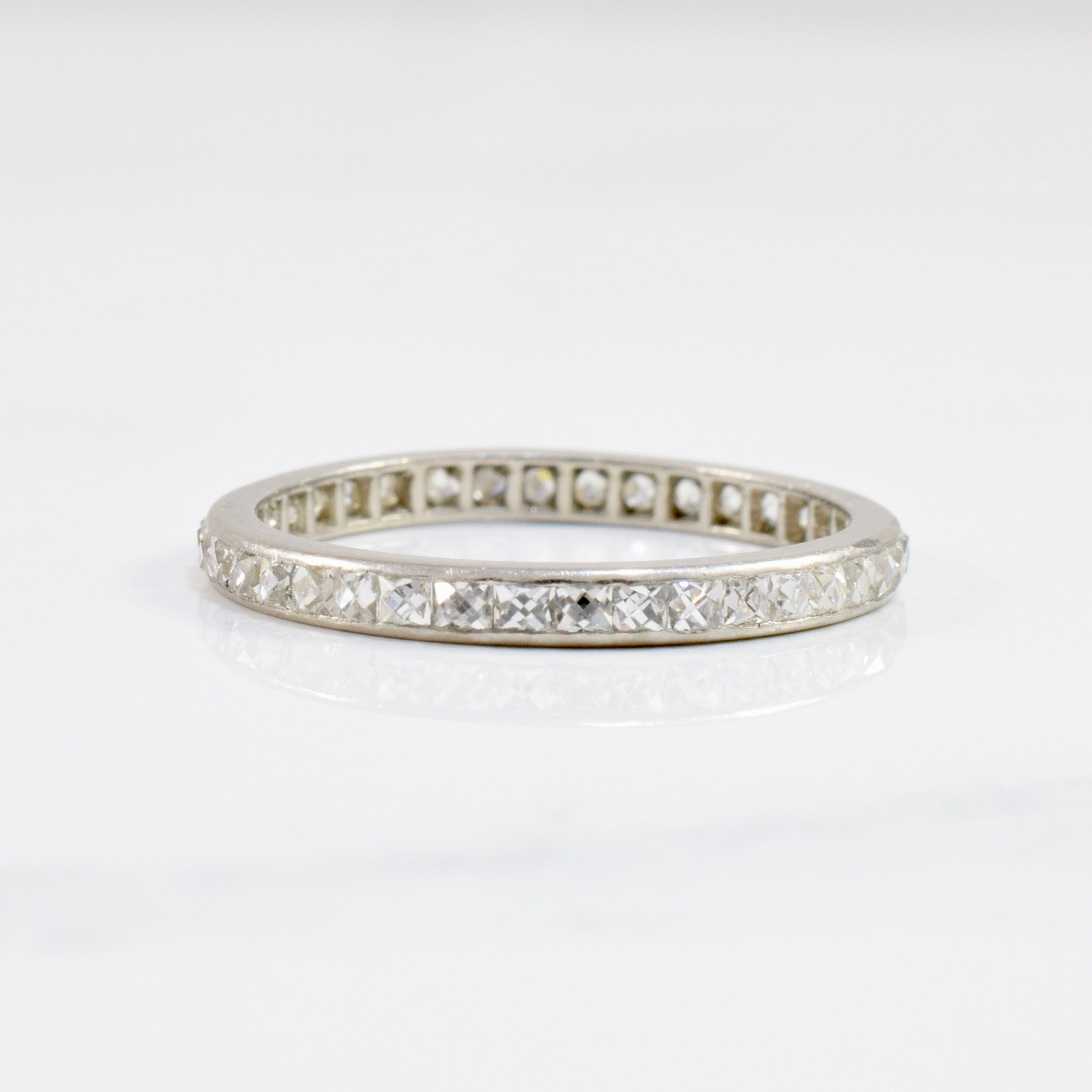 Alliance éternité en diamants taille française style Art déco | 0,65 ct au total | Taille 5,75