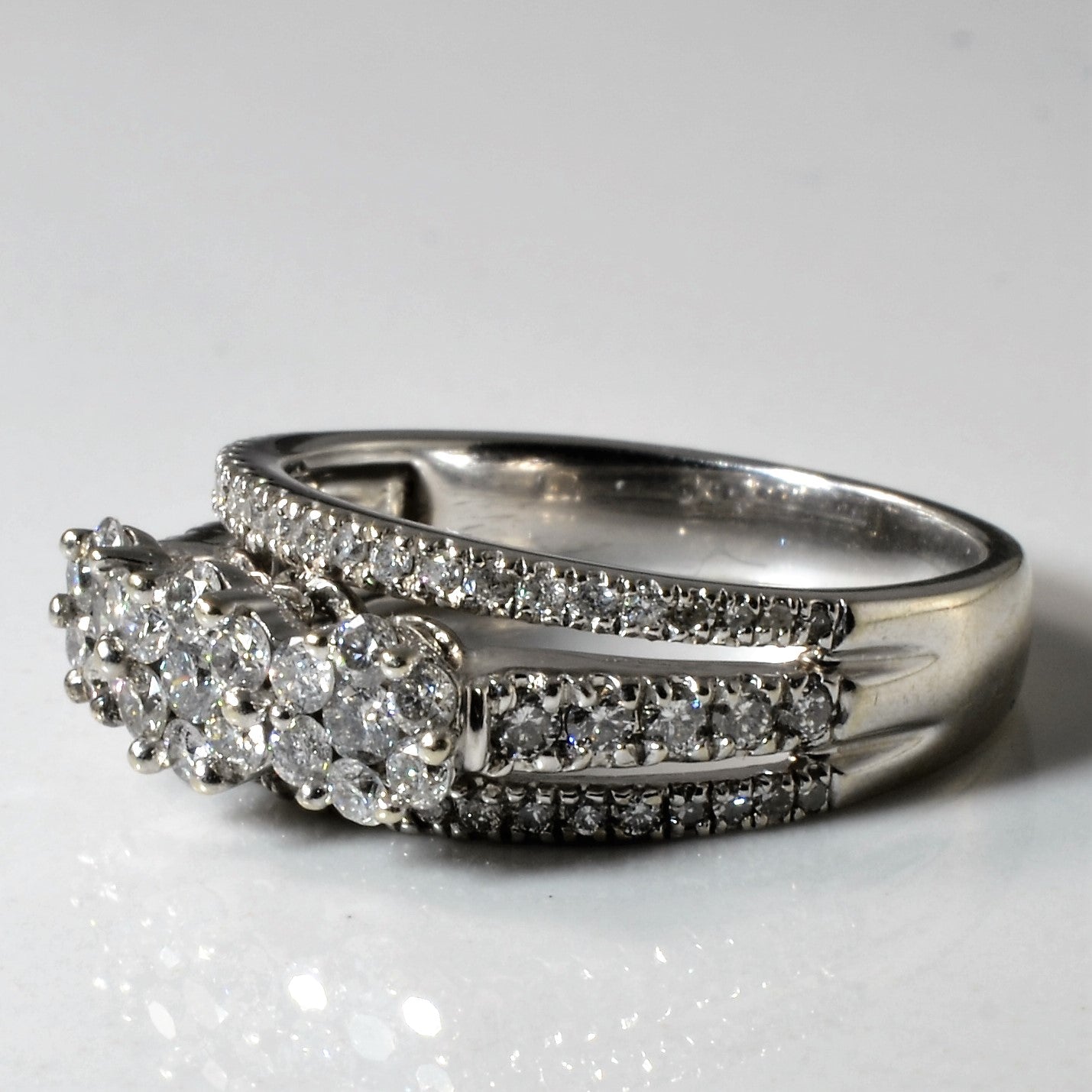 Split Shank Three Stone Style Cluster Ring | 0.81ctw | SZ 6.5 |