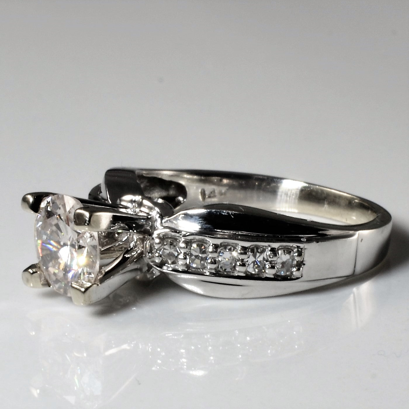 Flared Hidden Detail Diamond Engagement Ring | 1.16ctw | SZ 5.5 |