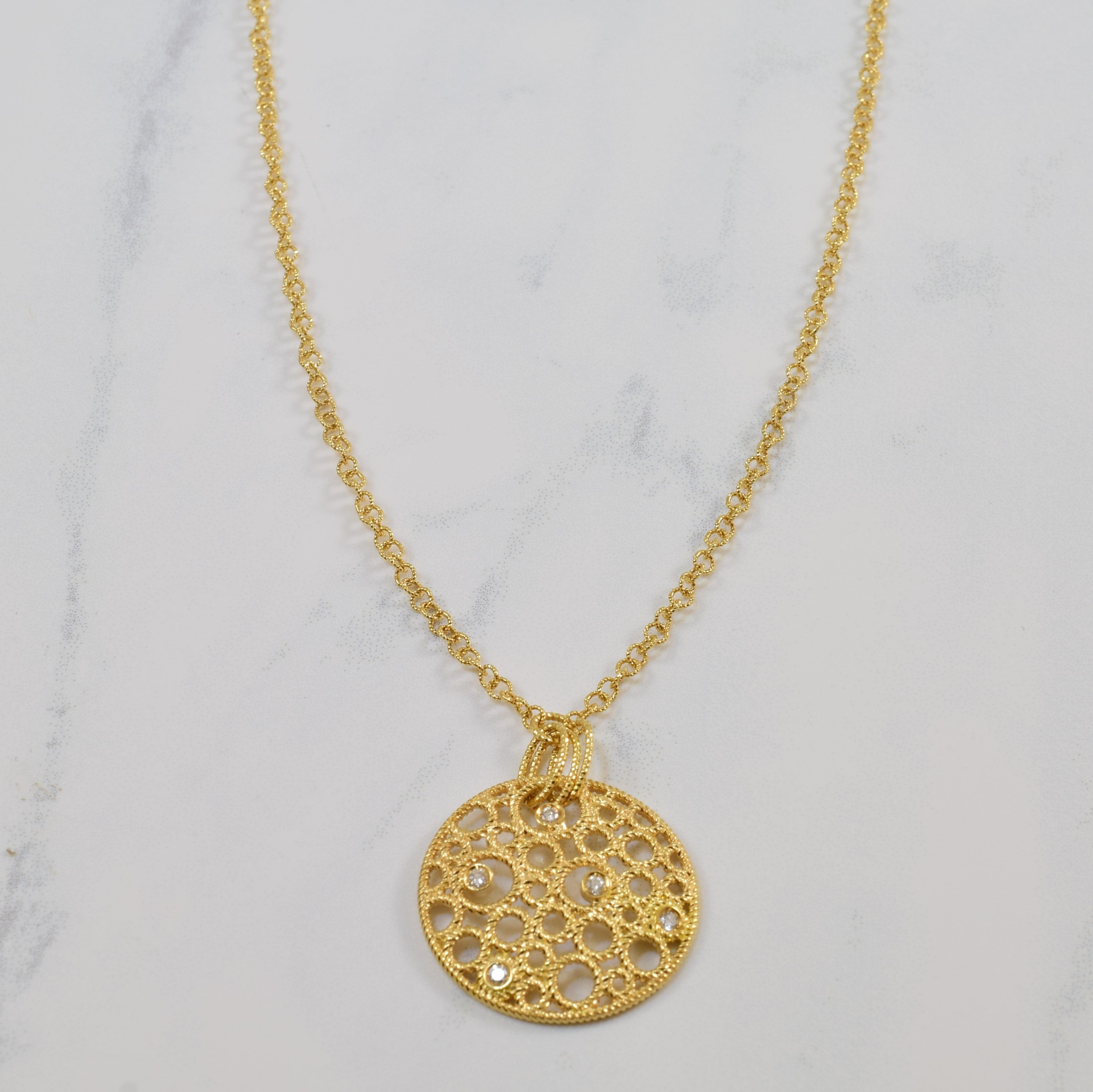 Roberto Coin' Diamond Filigree Necklace | 0.10ctw, 0.02ct, | 16" |