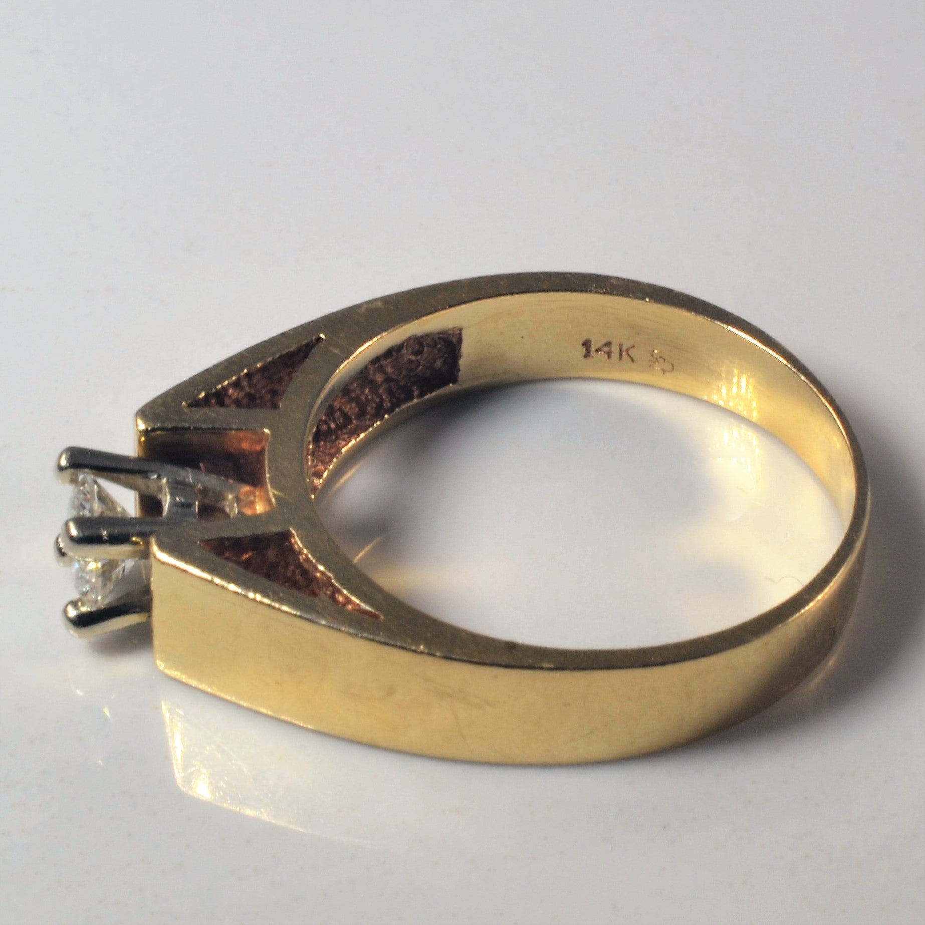Wide Band Solitaire Diamond Ring | 0.38ct | SZ 8 |