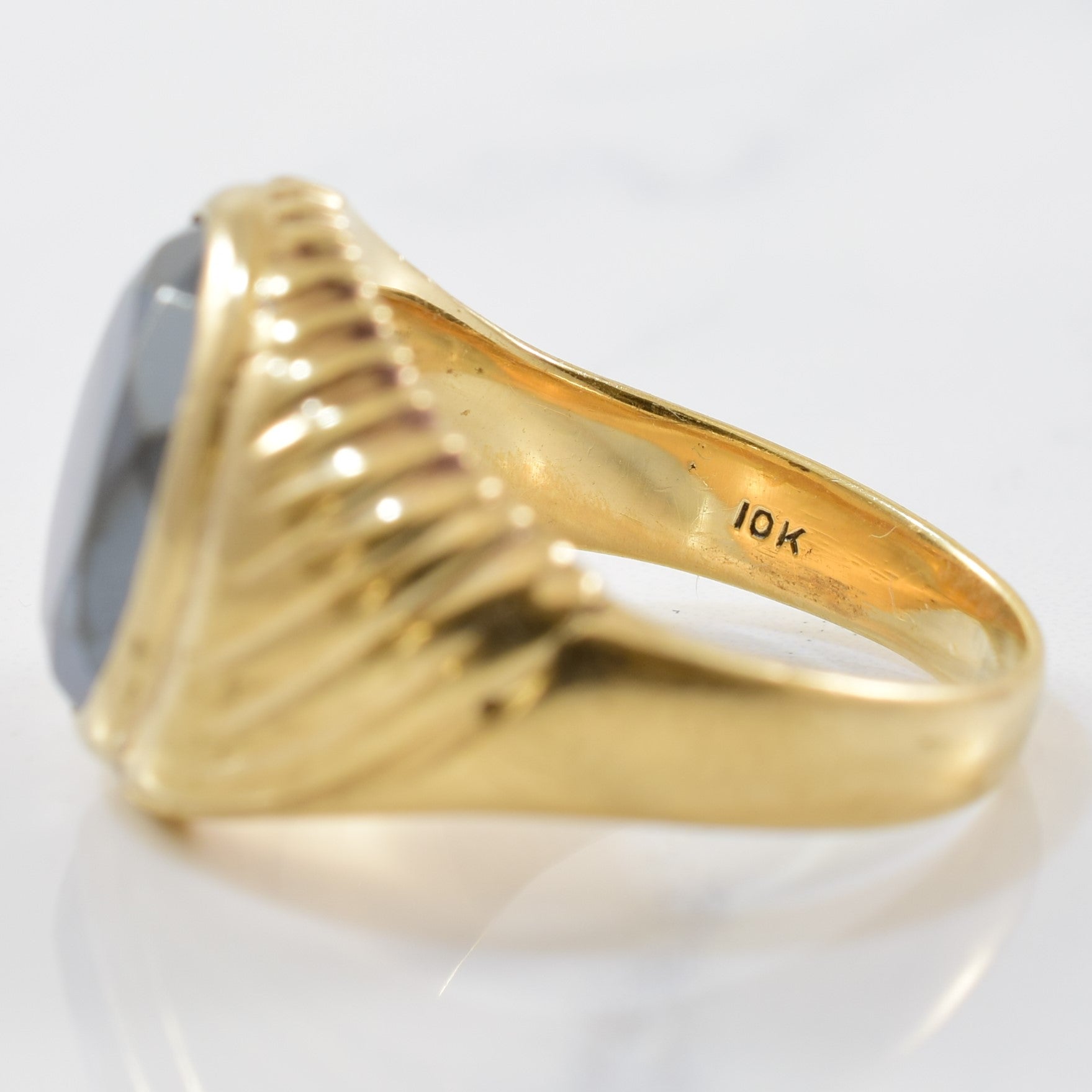 Faceted Oval Hematite Ring | 4.85ct | SZ 9 |