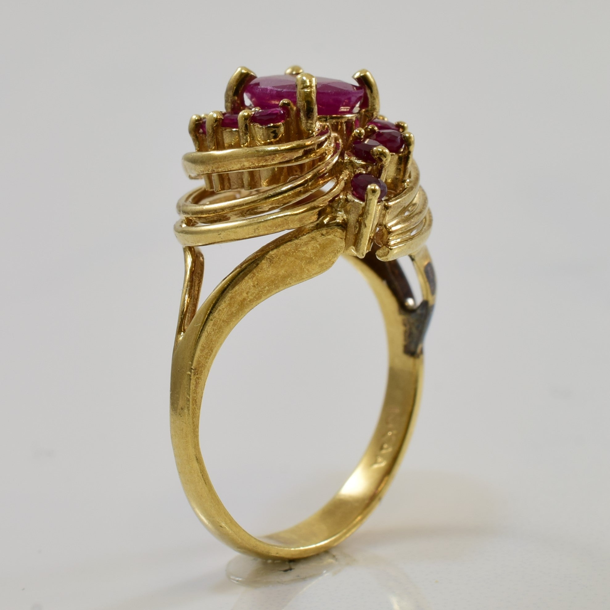 Ruby Bypass Swirl Cocktail Ring | 1.30ctw | SZ 5.25 |
