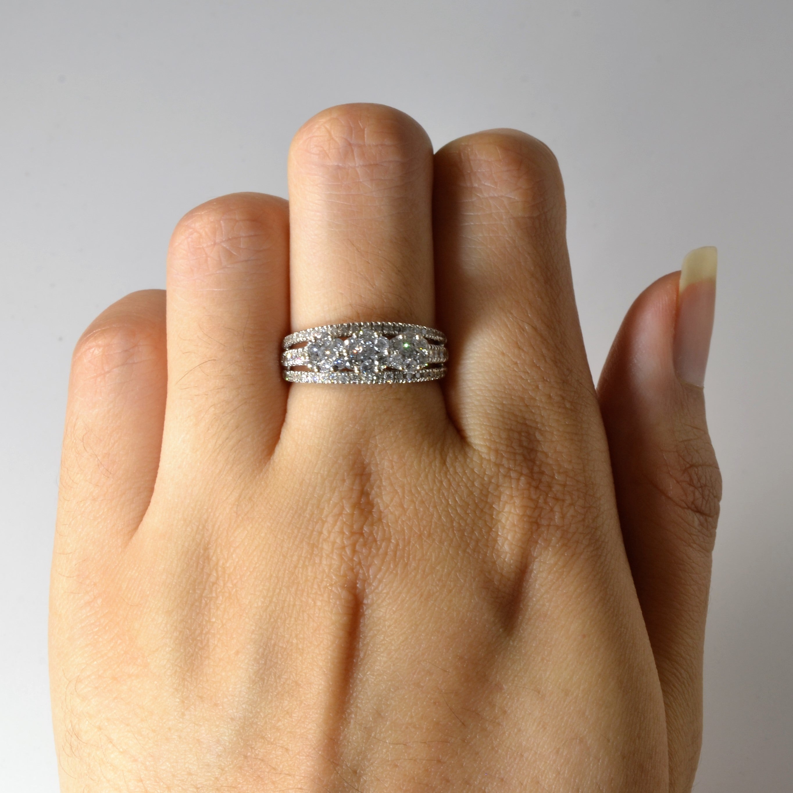 Split Shank Three Stone Style Cluster Ring | 0.81ctw | SZ 6.5 |