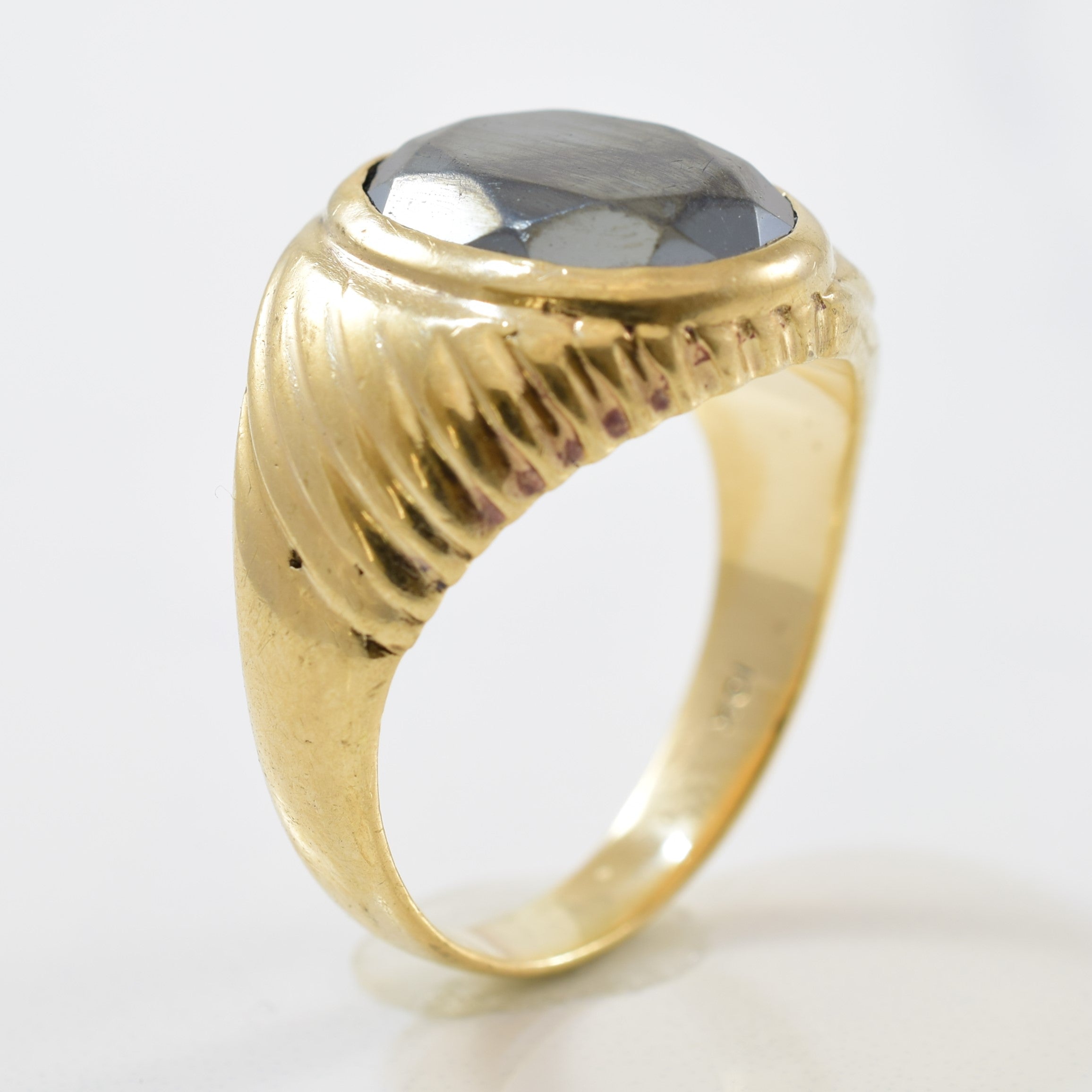 Faceted Oval Hematite Ring | 4.85ct | SZ 9 |