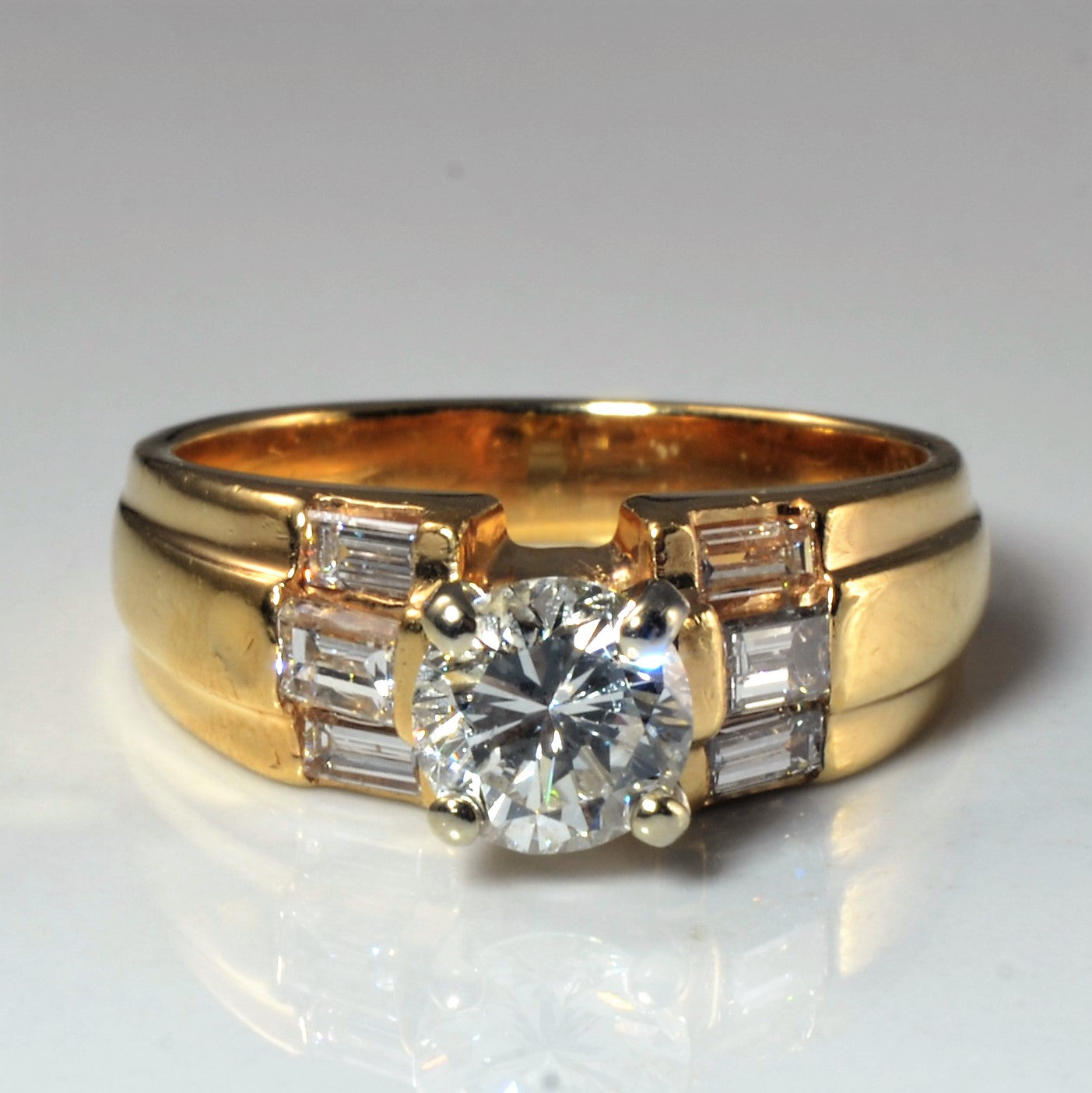 Baguette Side Stone Diamond Engagement Ring | 0.97ctw | SZ 6 |