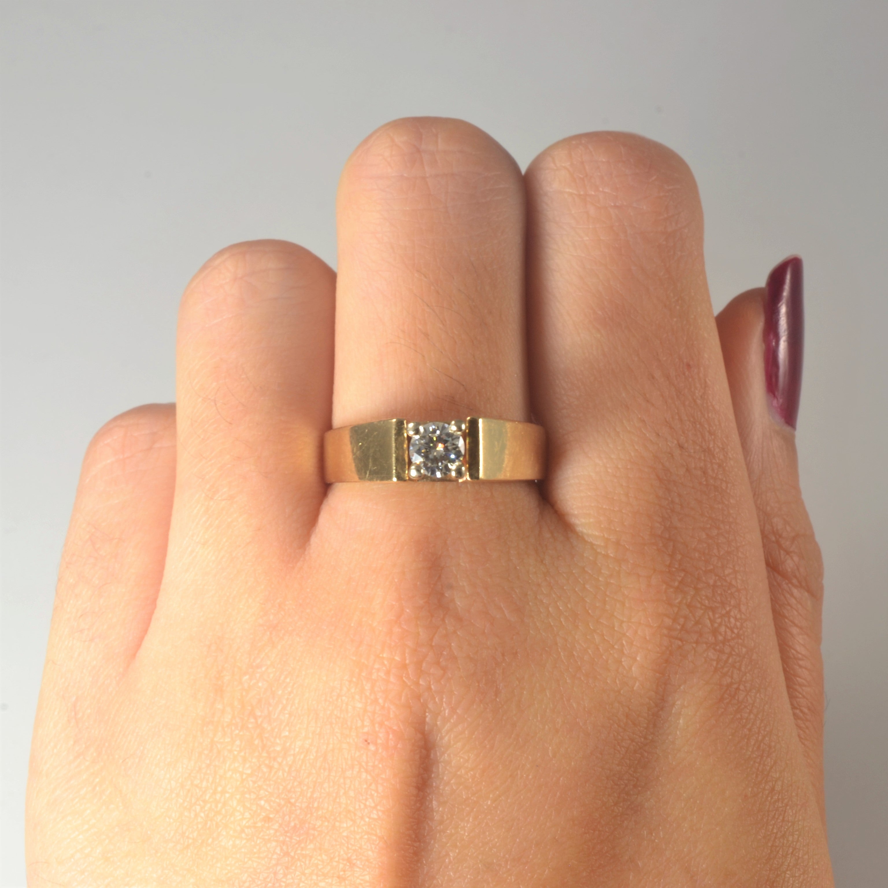 Wide Band Solitaire Diamond Ring | 0.38ct | SZ 8 |
