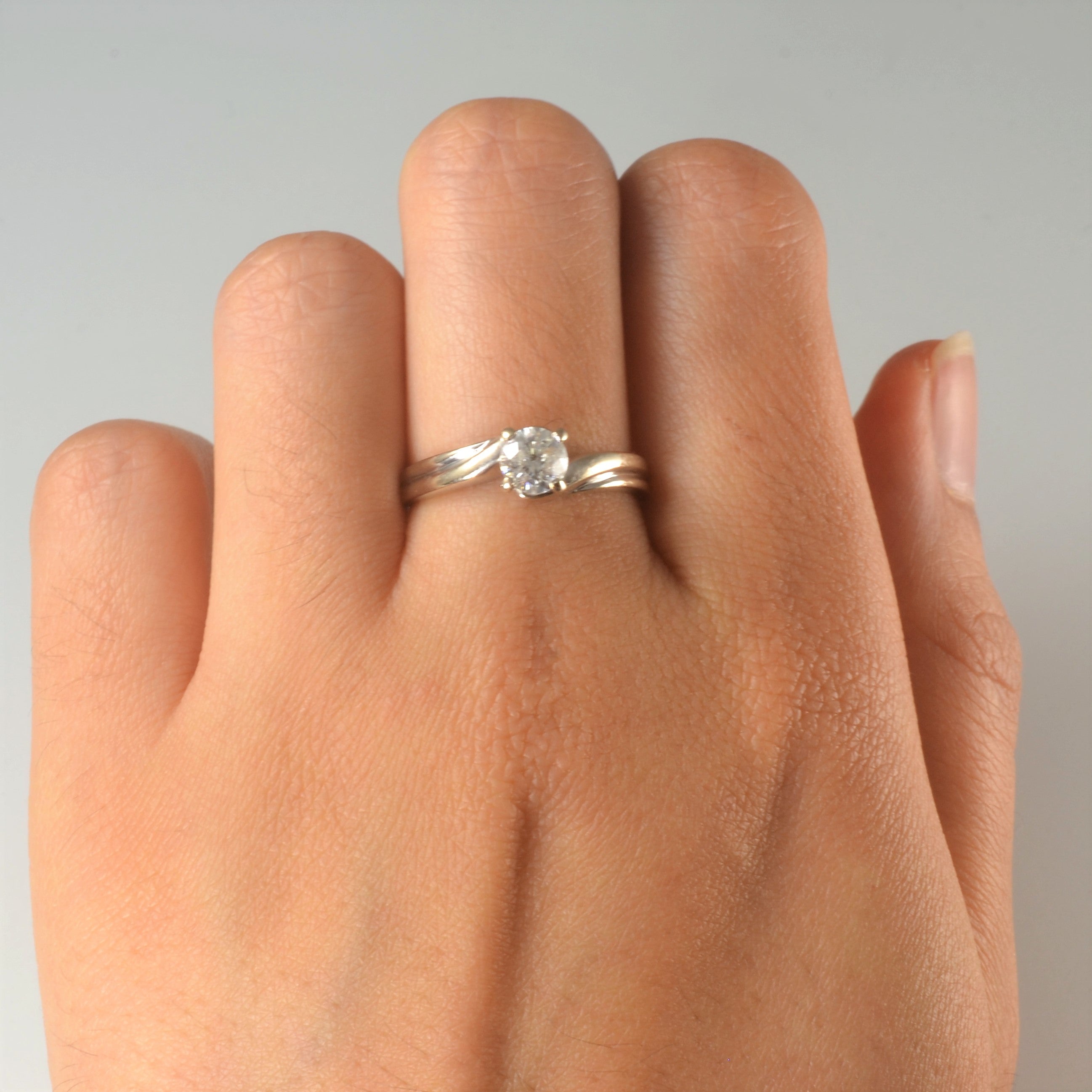 Bypass Solitaire Diamond Engagement Ring | 0.51ct | SZ 7.75 |