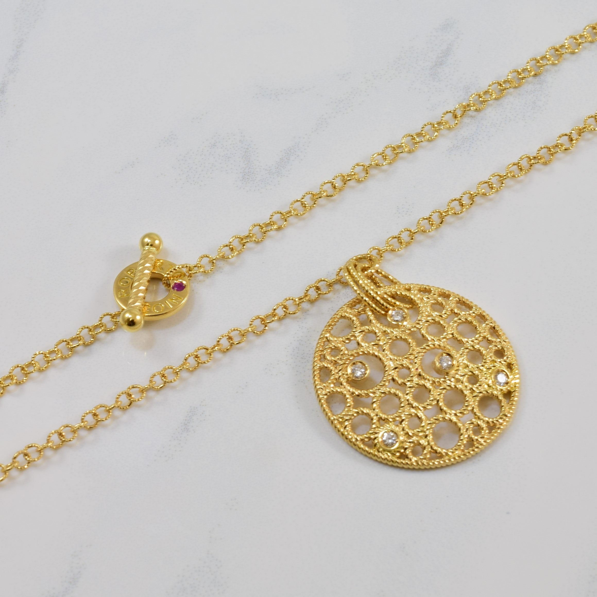 Roberto Coin' Diamond Filigree Necklace | 0.10ctw, 0.02ct, | 16" |