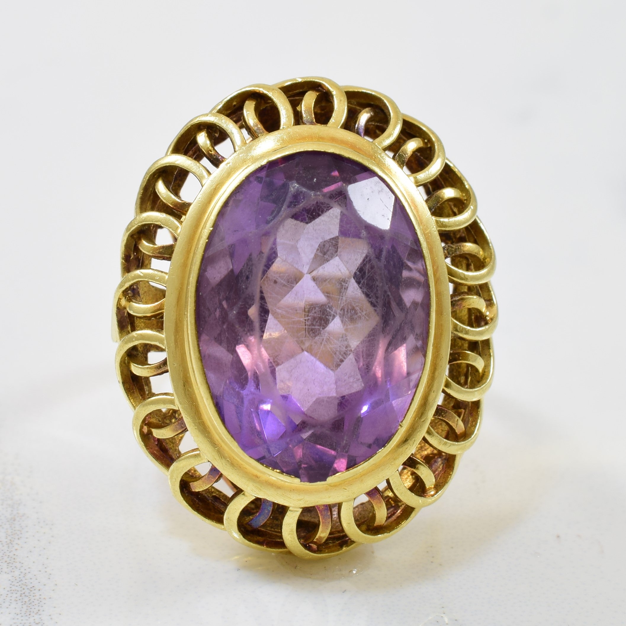Spiral Halo Amethyst Cocktail Ring | 9.50ct | SZ 7.25 |