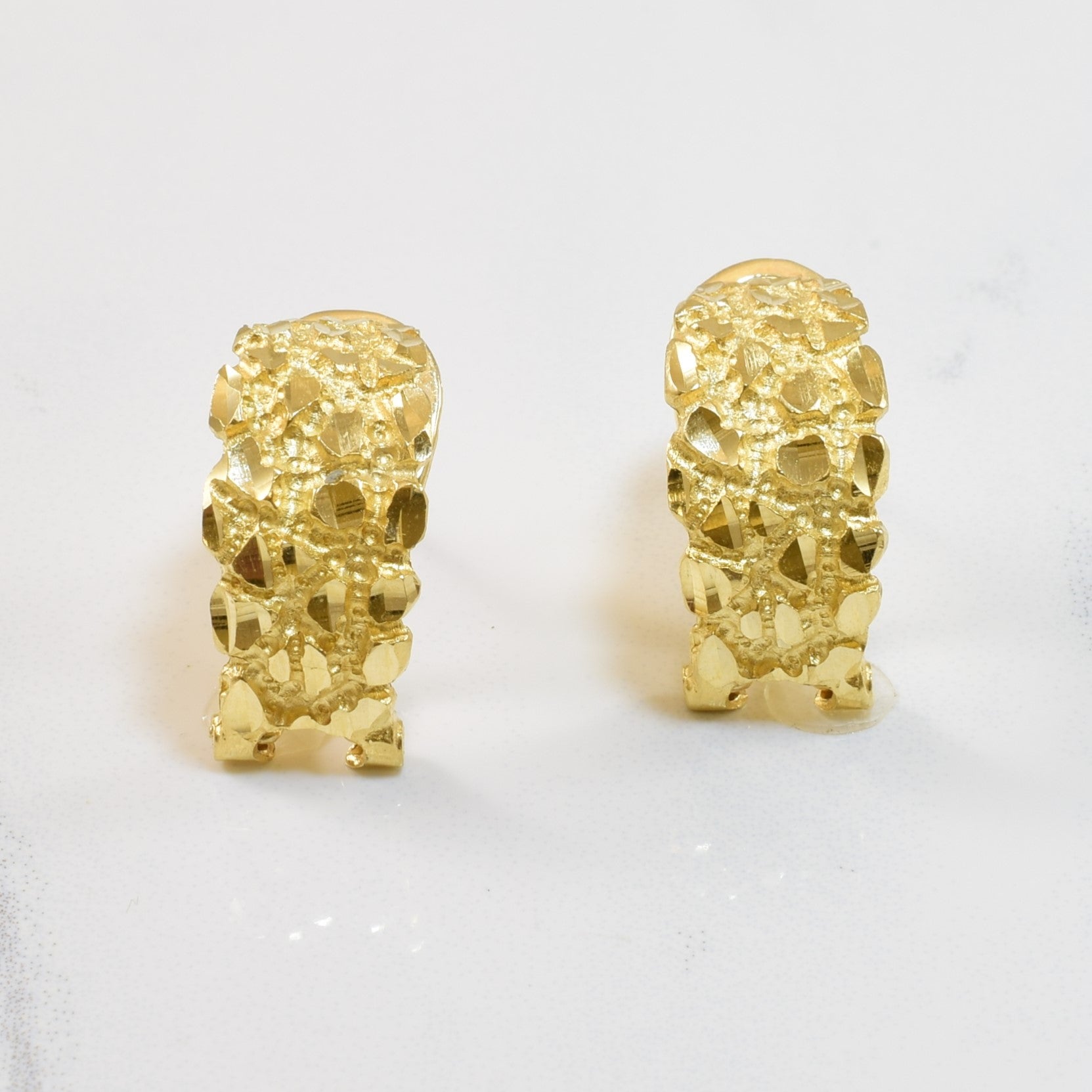Nugget Textured Gold Earrings |