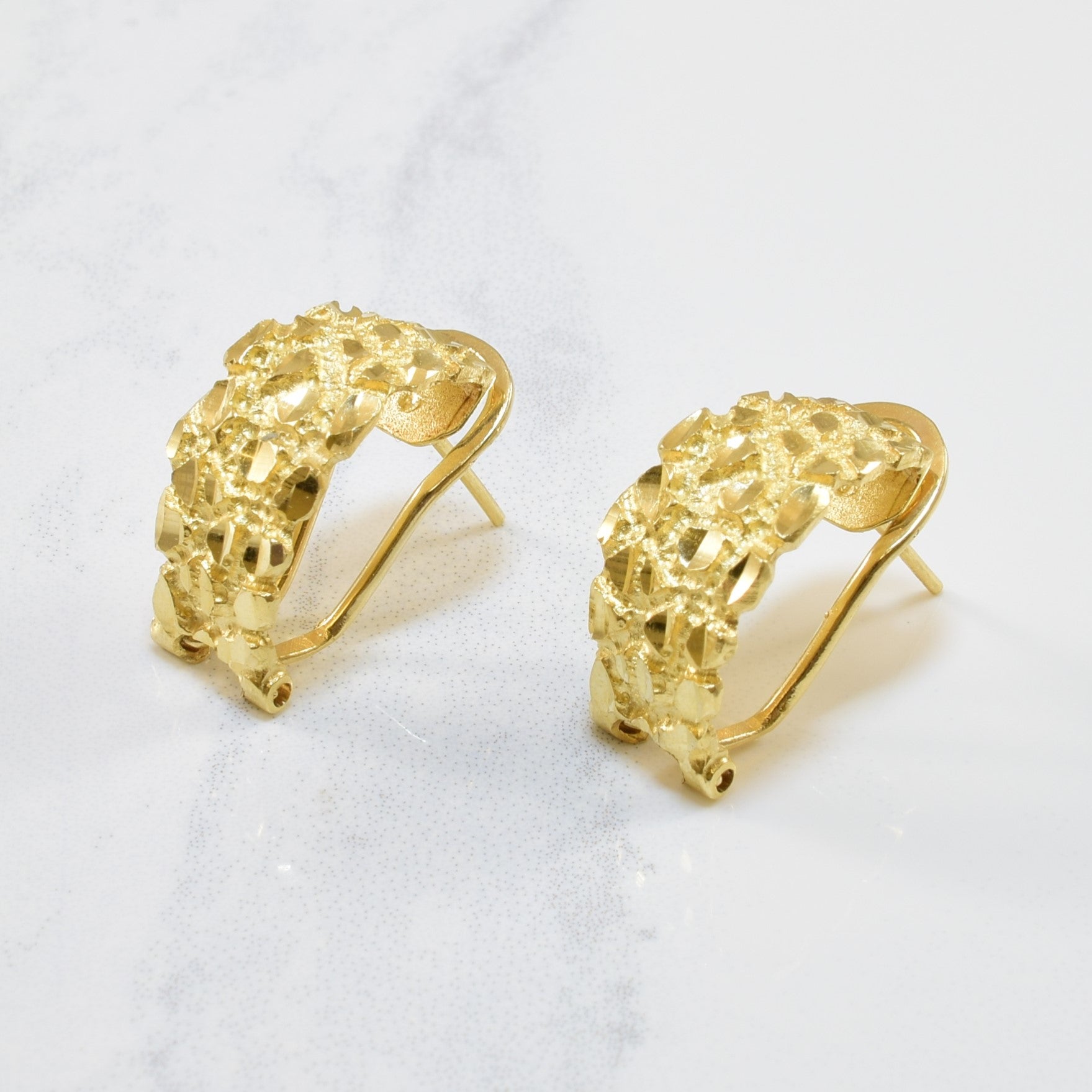 Nugget Textured Gold Earrings |