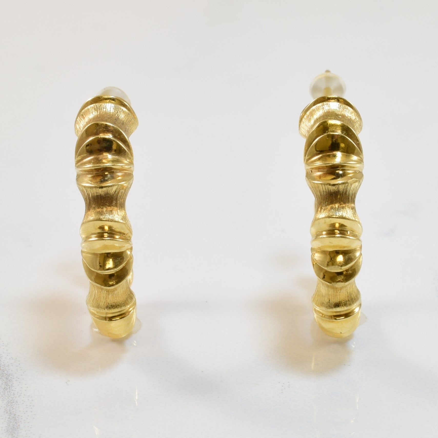 Yellow Gold Stud Hoop Earrings |