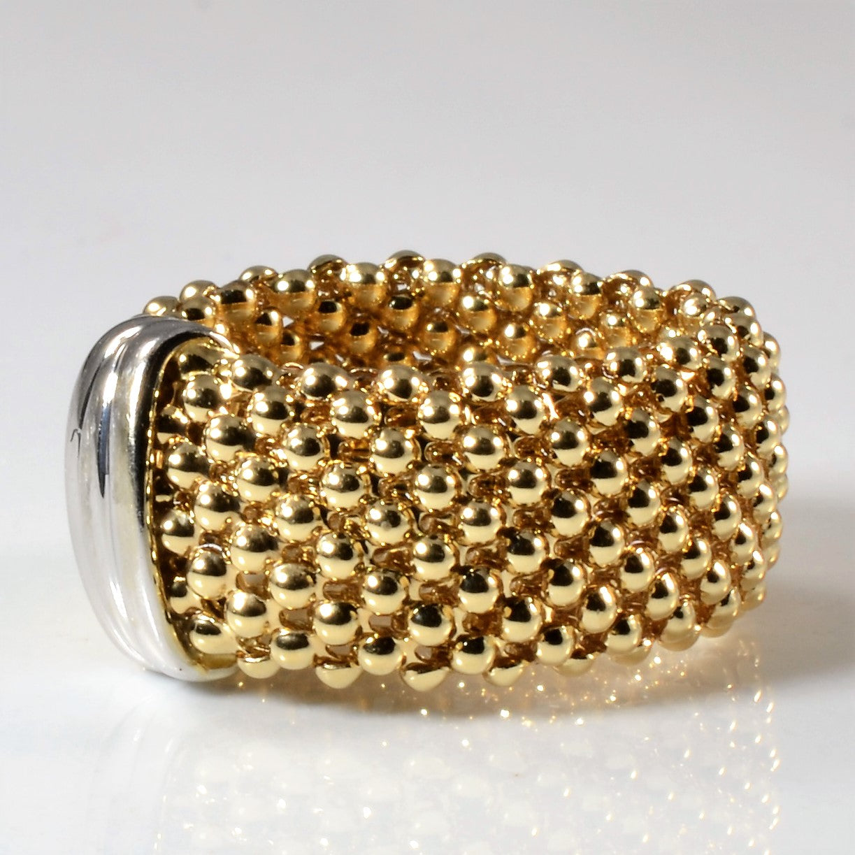 14k Two Tone Gold Beaded Ring | SZ 5.5 |