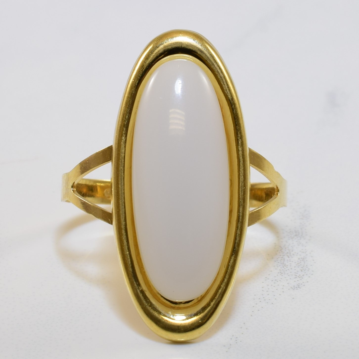 White Chalcedony Cabochon Ring | 4.00ct | SZ 8.5 |