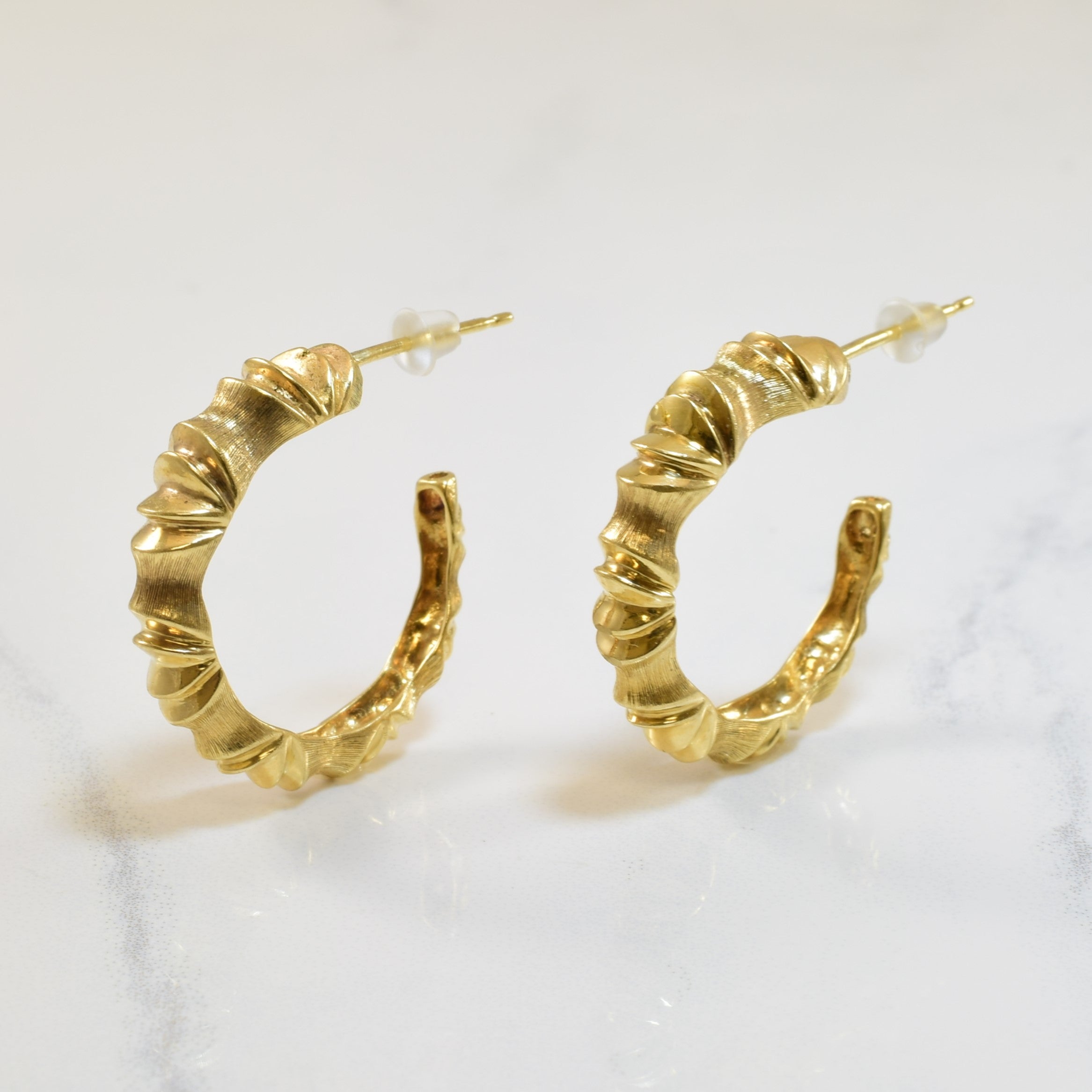 Yellow Gold Stud Hoop Earrings |
