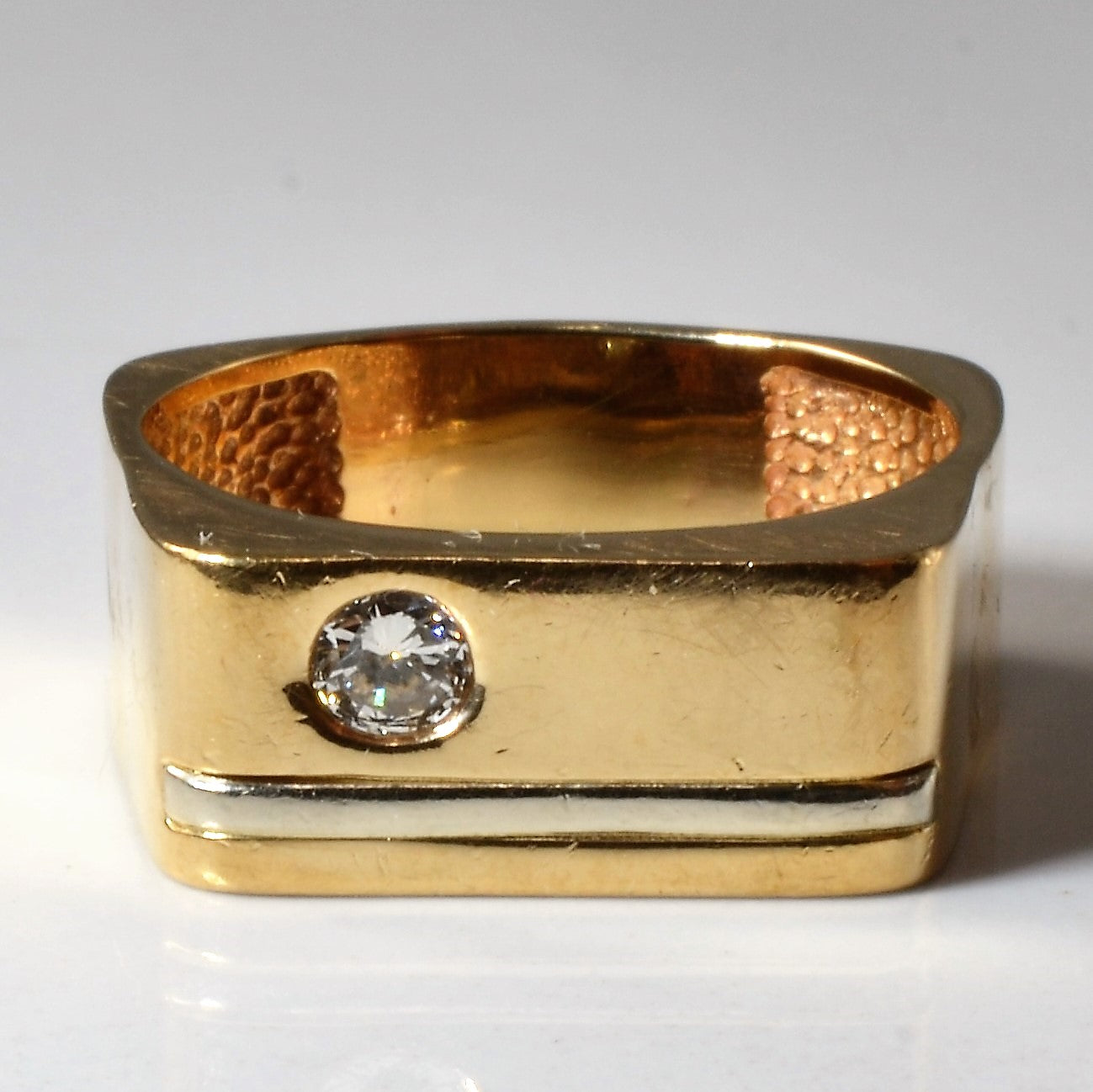 Flush Set Solitaire Diamond Bar Ring | 0.22ct | SZ 11.75 |