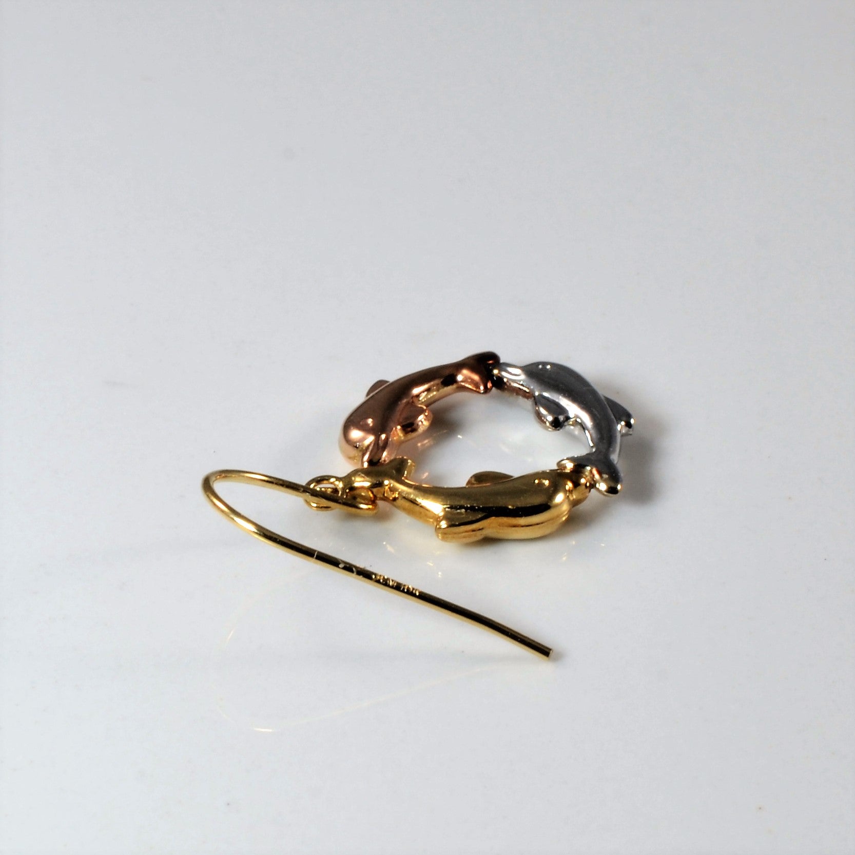 Tri Tone Dolphin Circle Earrings |