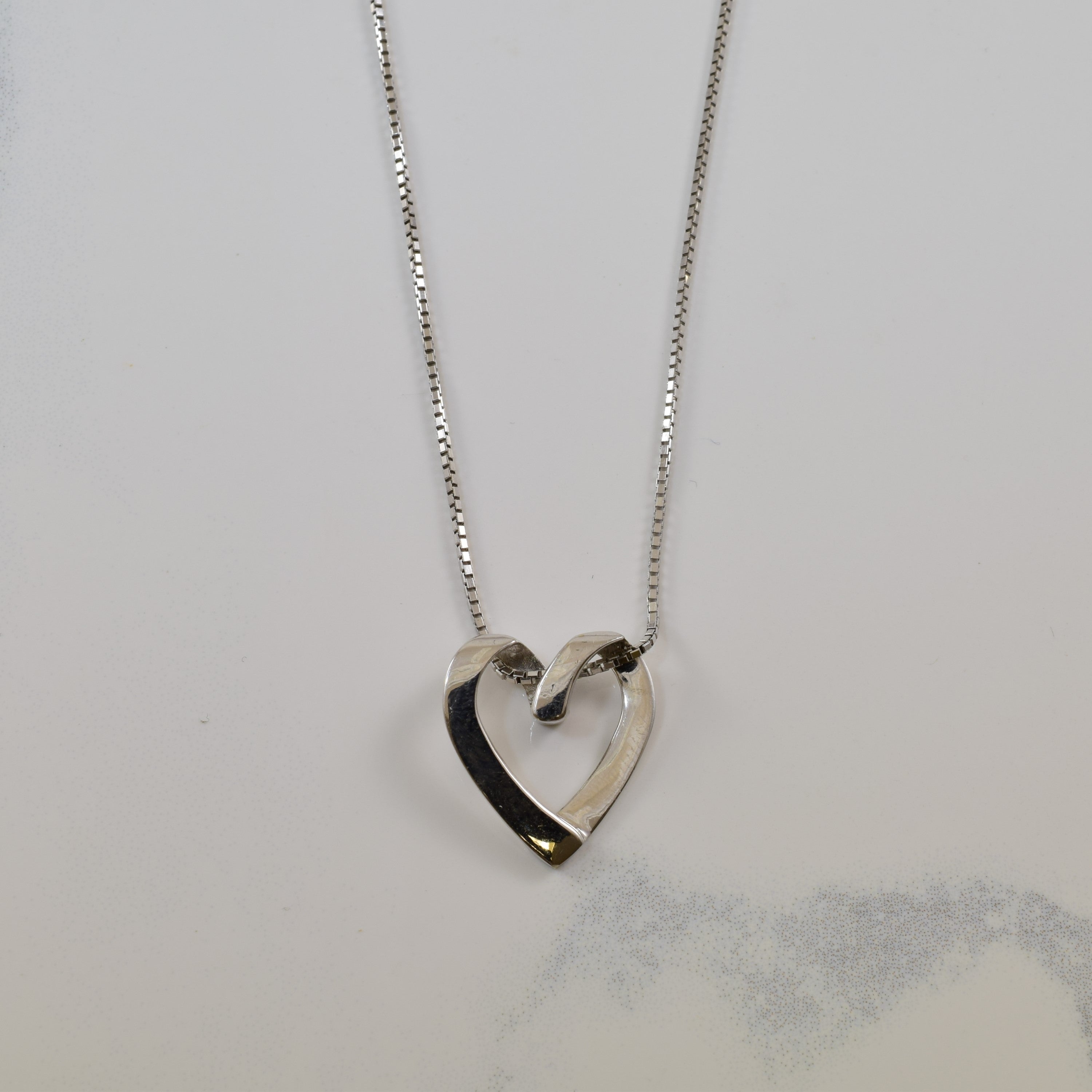 White Gold Heart Necklace | 16" |