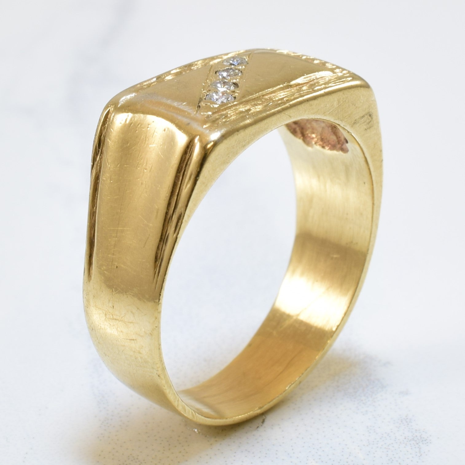 Diagonal Diamond Signet Ring | 0.08ctw | SZ 11 |