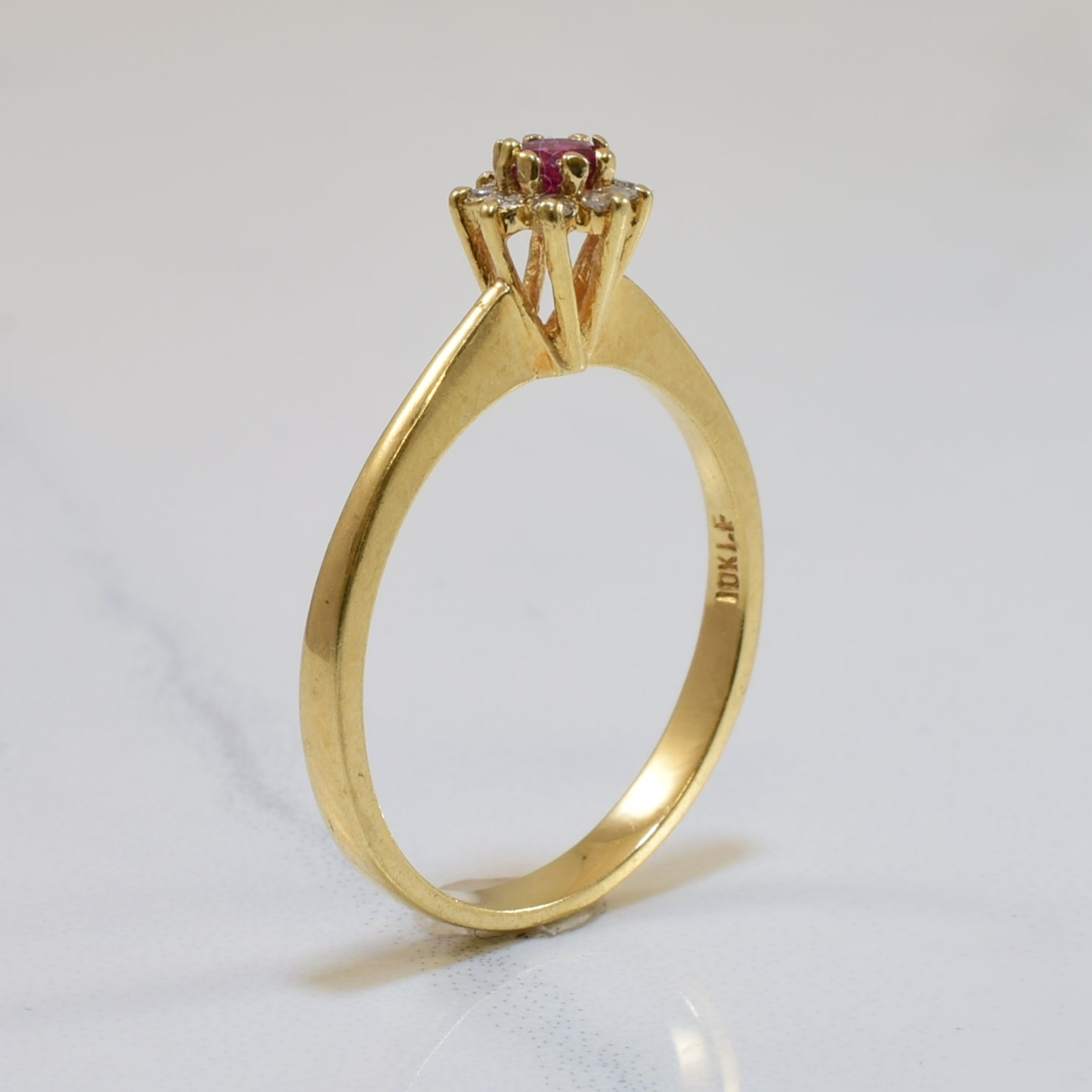 Ruby & Diamond Halo Ring | 0.12ct, 0.05ctw | SZ 6 |
